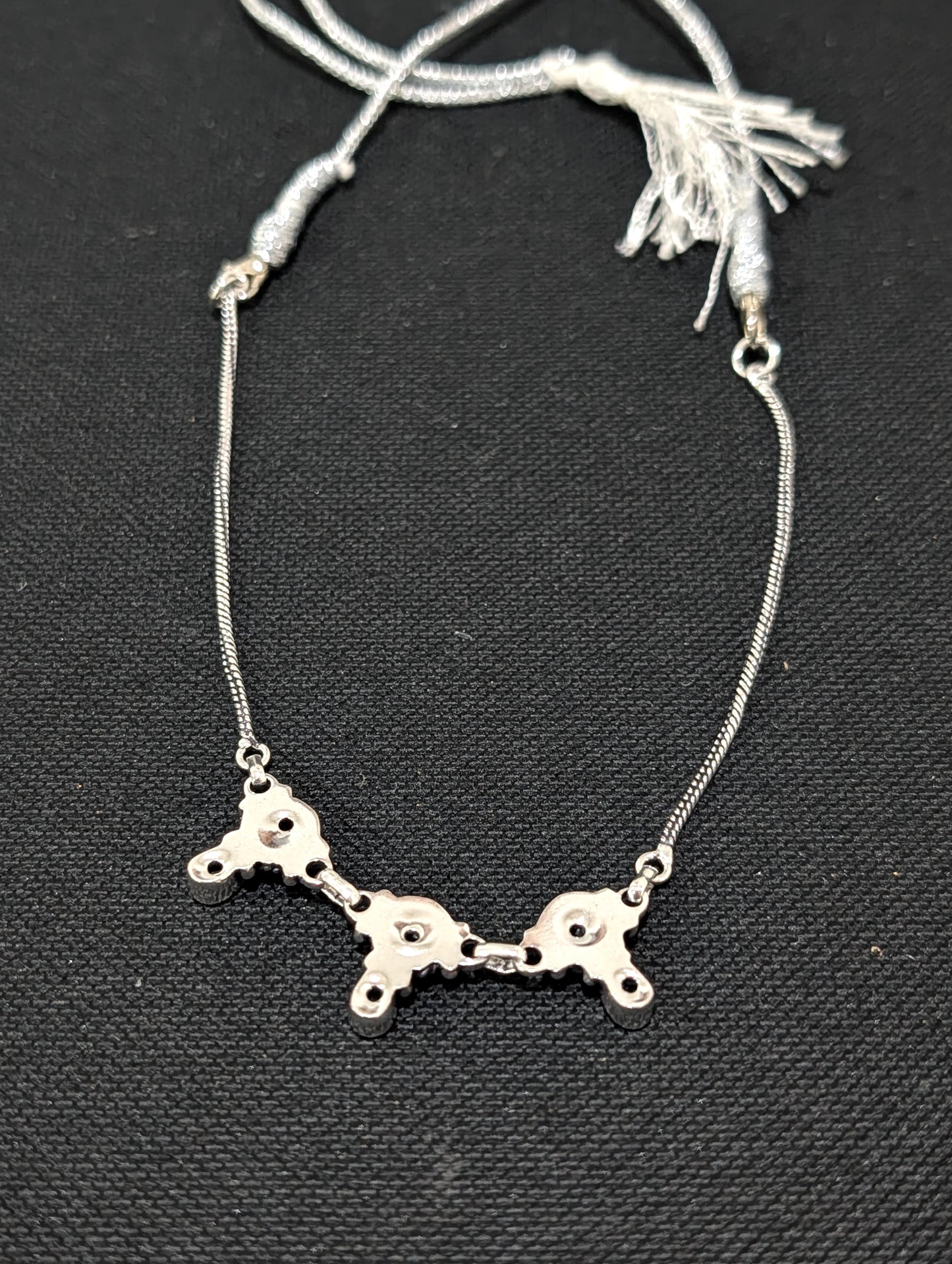 Oxidized silver 3 charm CZ Choker Necklace - Simpliful