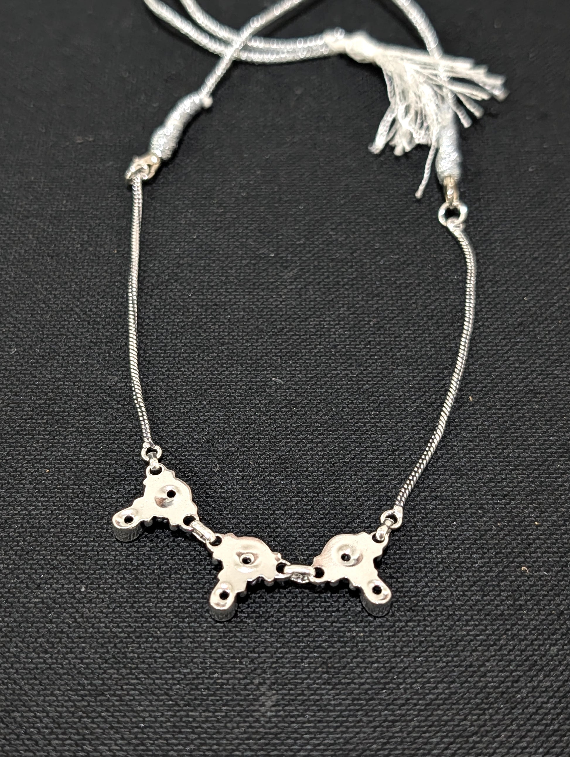 Oxidized silver 3 charm CZ Choker Necklace - Simpliful
