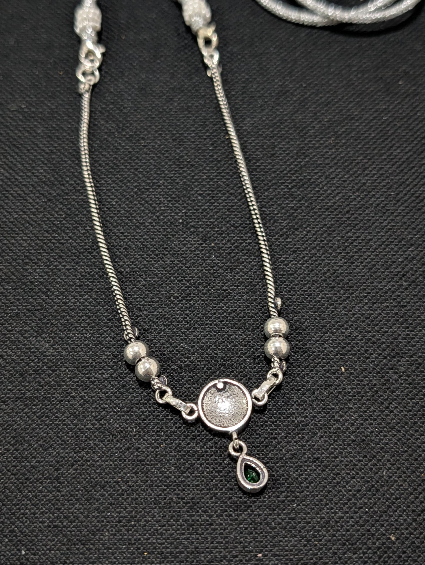 Oxidized silver Flower charm CZ Choker Necklace - Simpliful