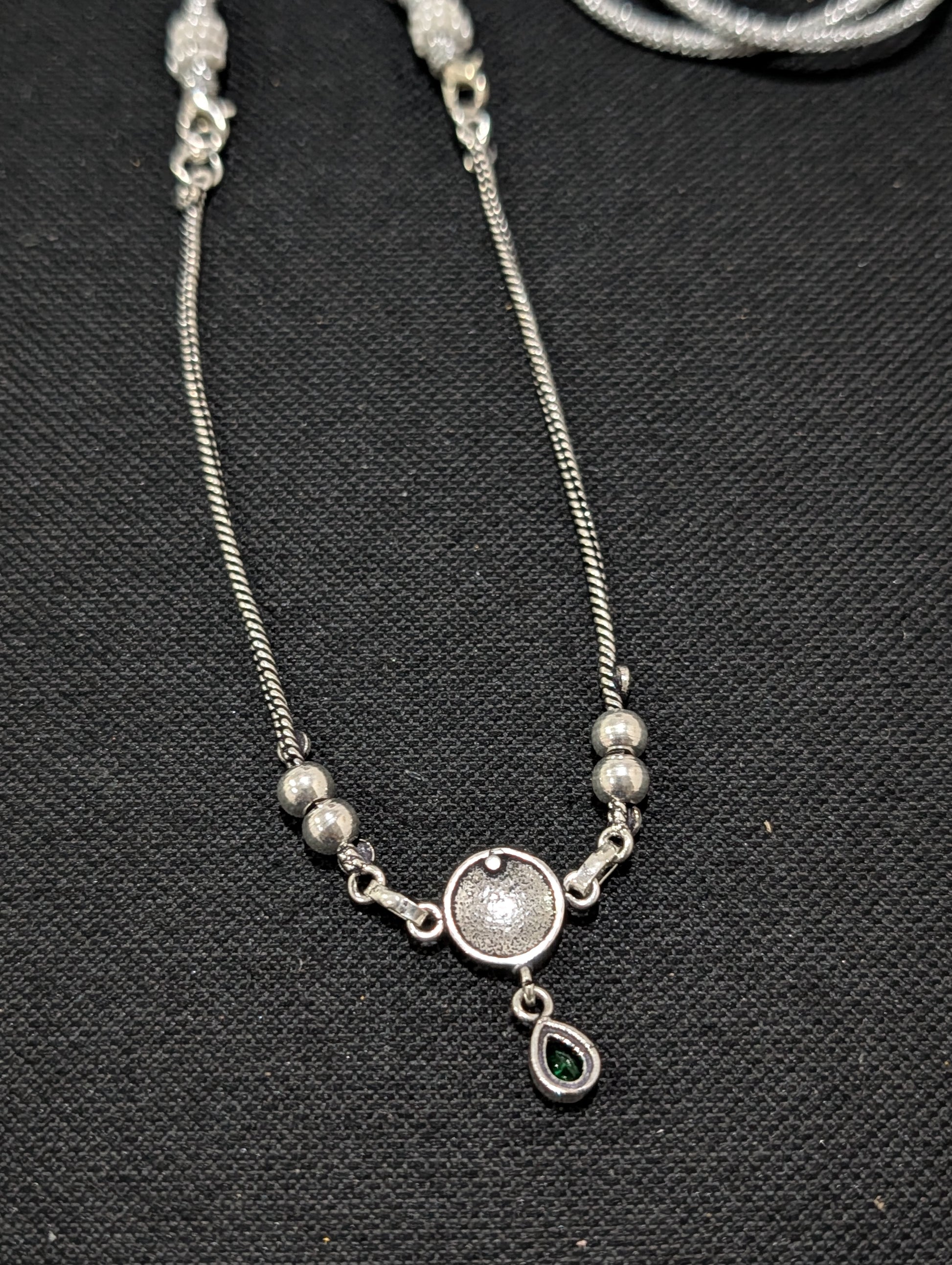 Oxidized silver Flower charm CZ Choker Necklace - Simpliful