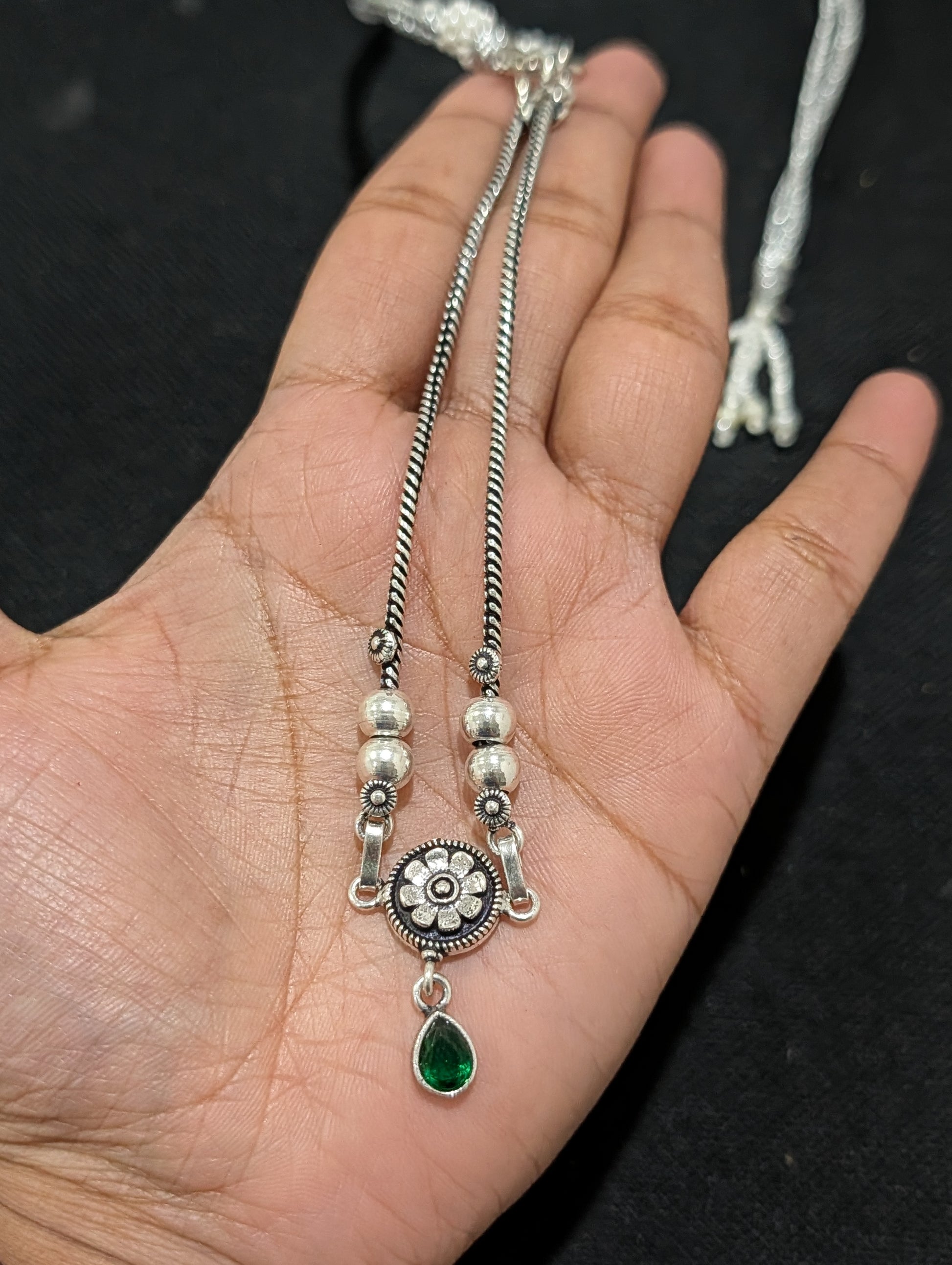 Oxidized silver Flower charm CZ Choker Necklace - Simpliful