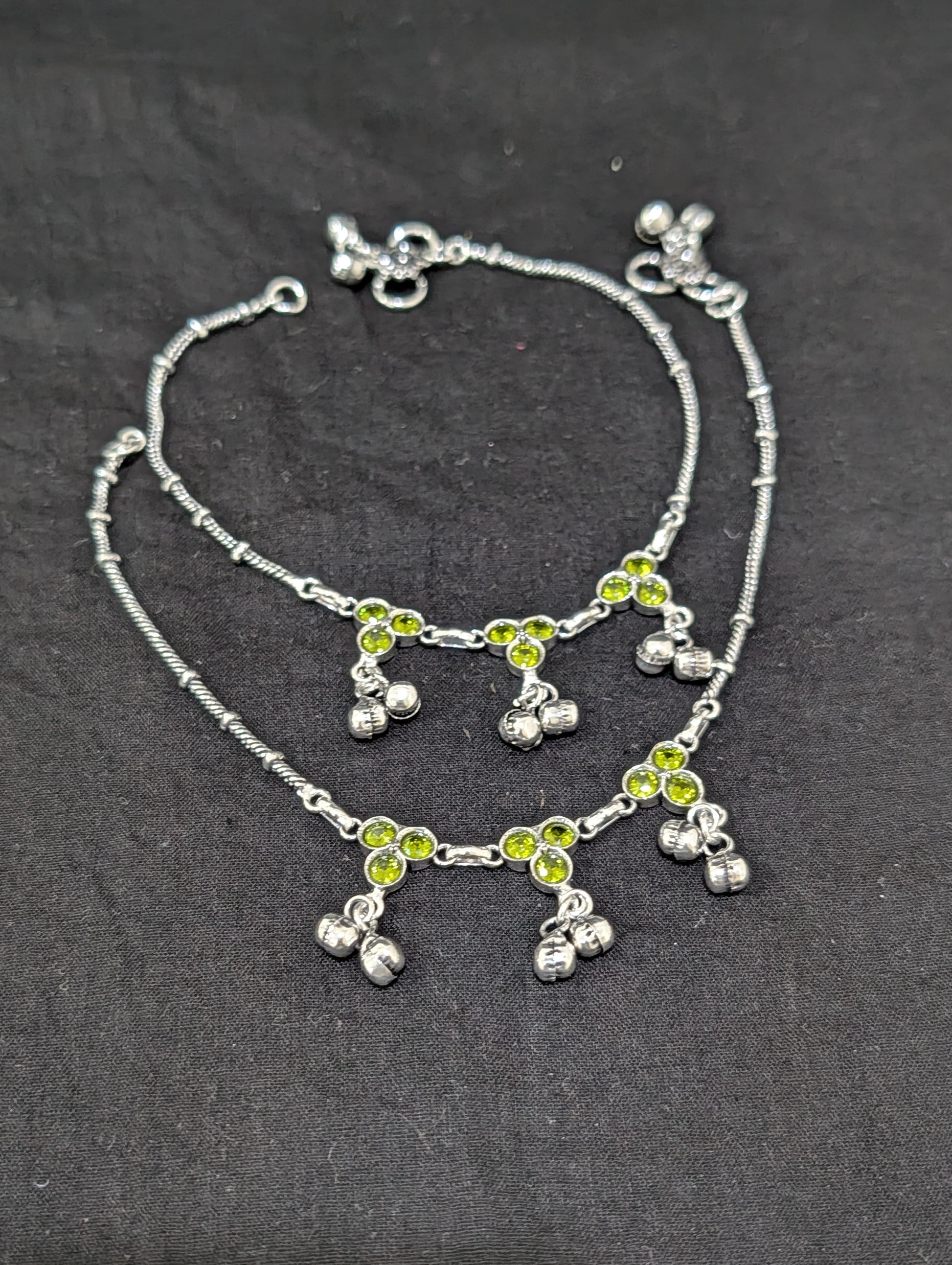 Oxidized Silver plated CZ Anklets - D9 - Simpliful