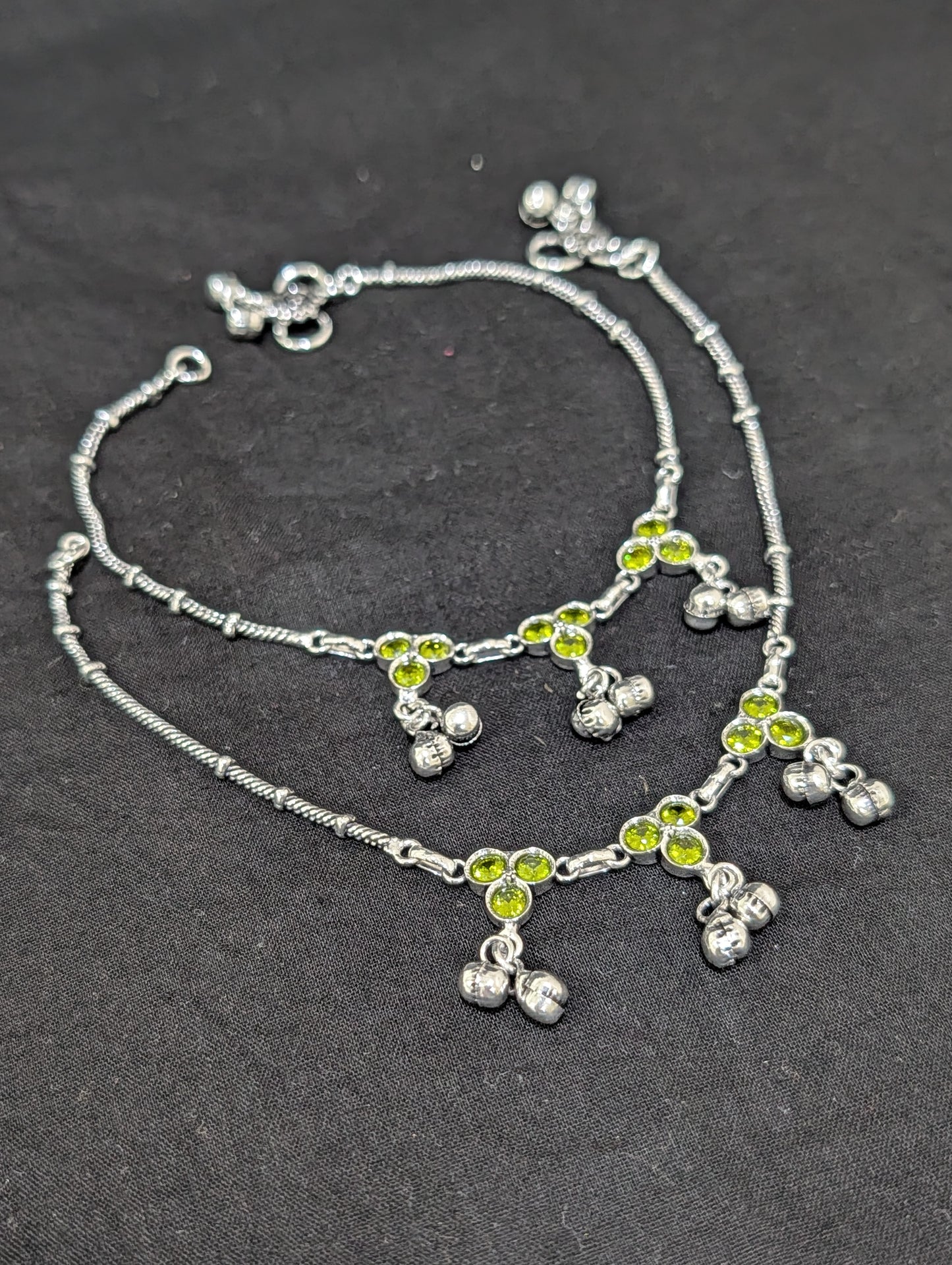 Oxidized Silver plated CZ Anklets - D9 - Simpliful