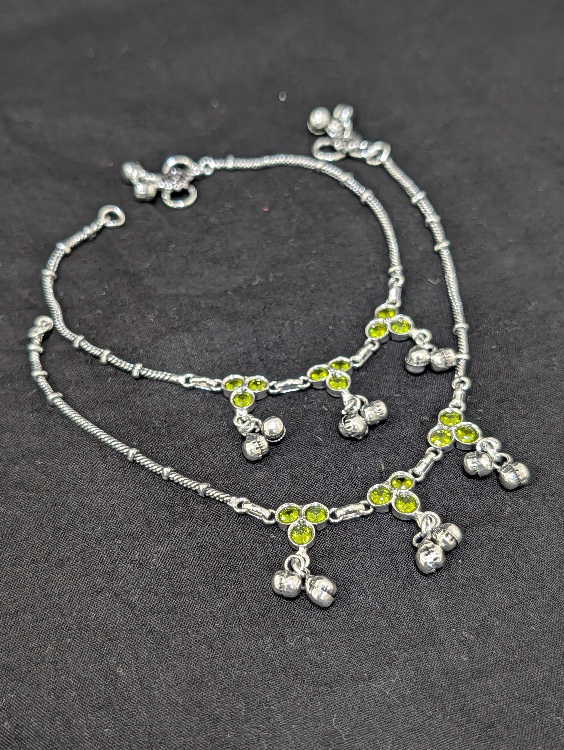 Oxidized Silver plated CZ Anklets - D9 - Simpliful