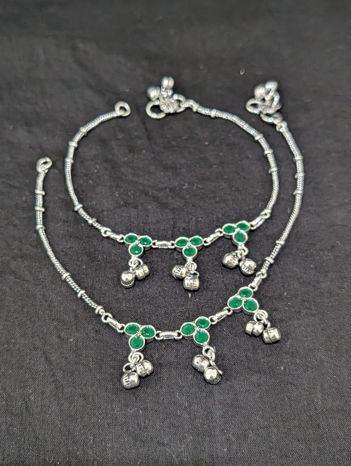 Oxidized Silver plated CZ Anklets - D9 - Simpliful