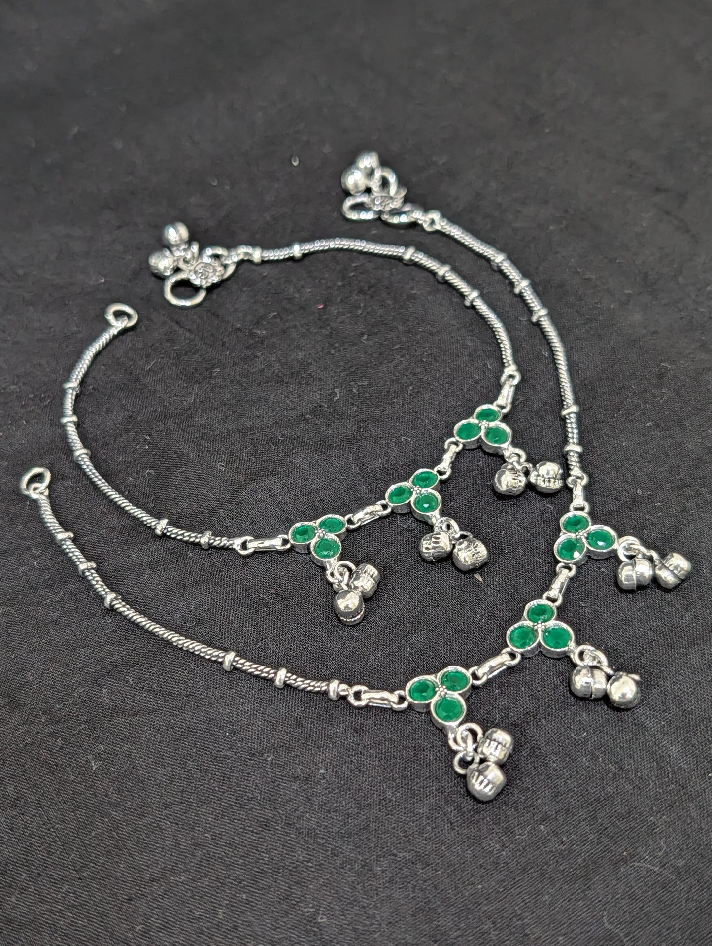 Oxidized Silver plated CZ Anklets - D9 - Simpliful