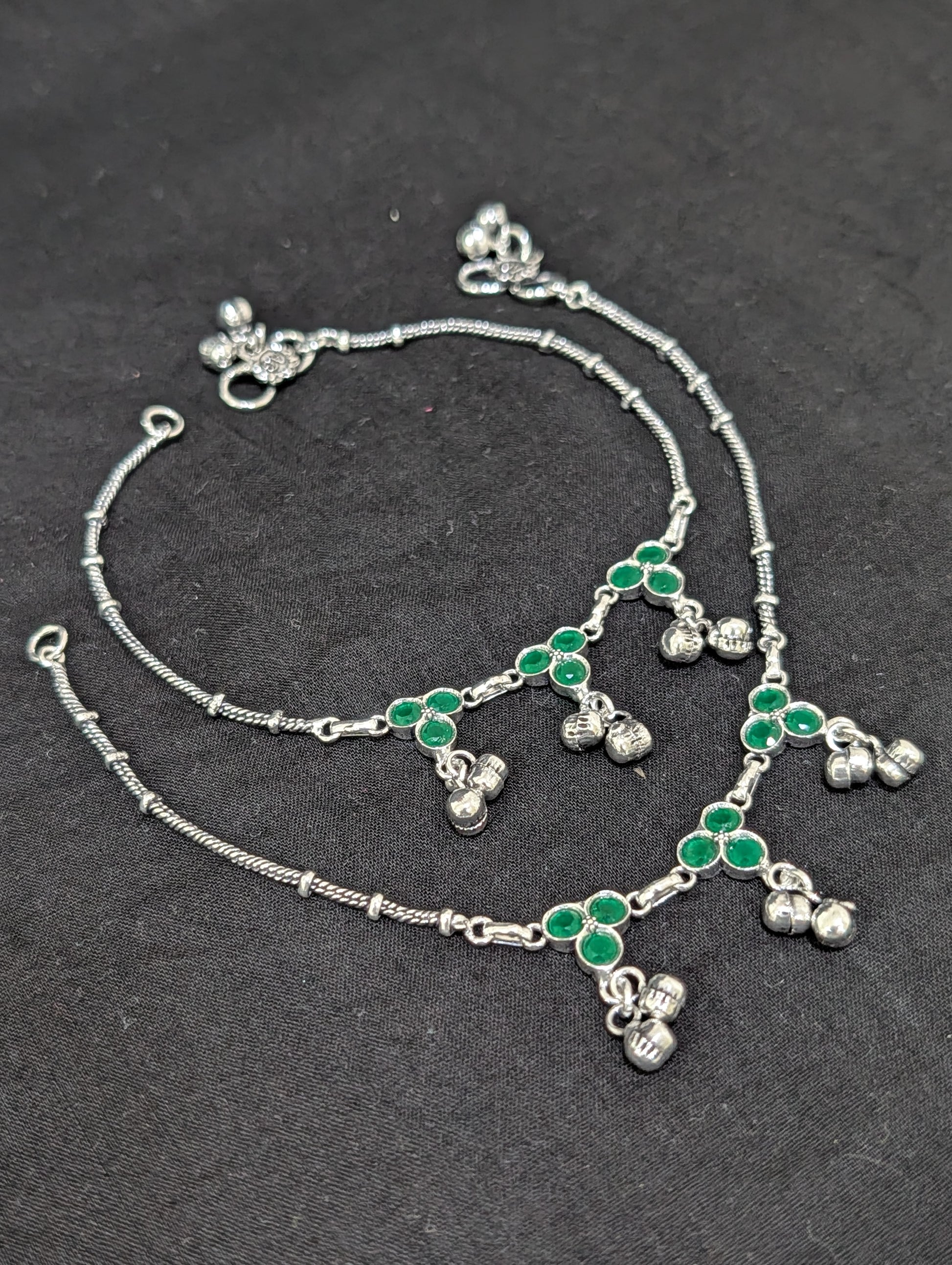 Oxidized Silver plated CZ Anklets - D9 - Simpliful