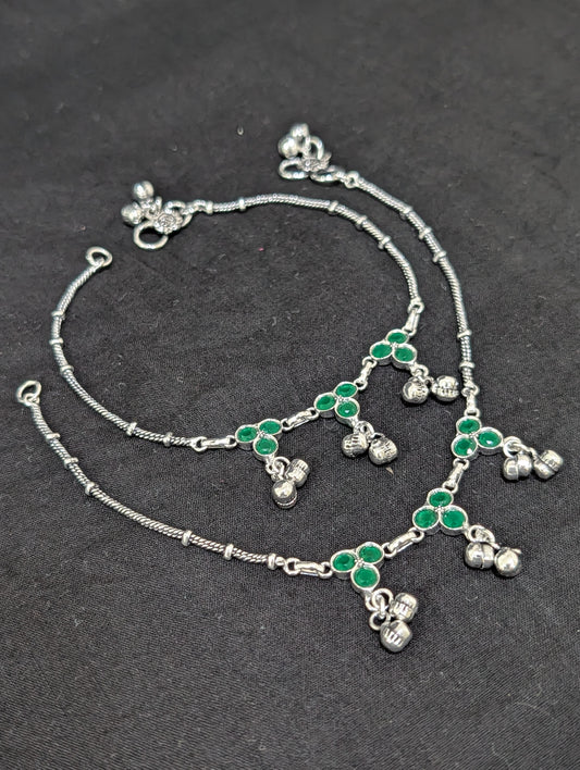 Oxidized Silver plated CZ Anklets - D9 - Simpliful