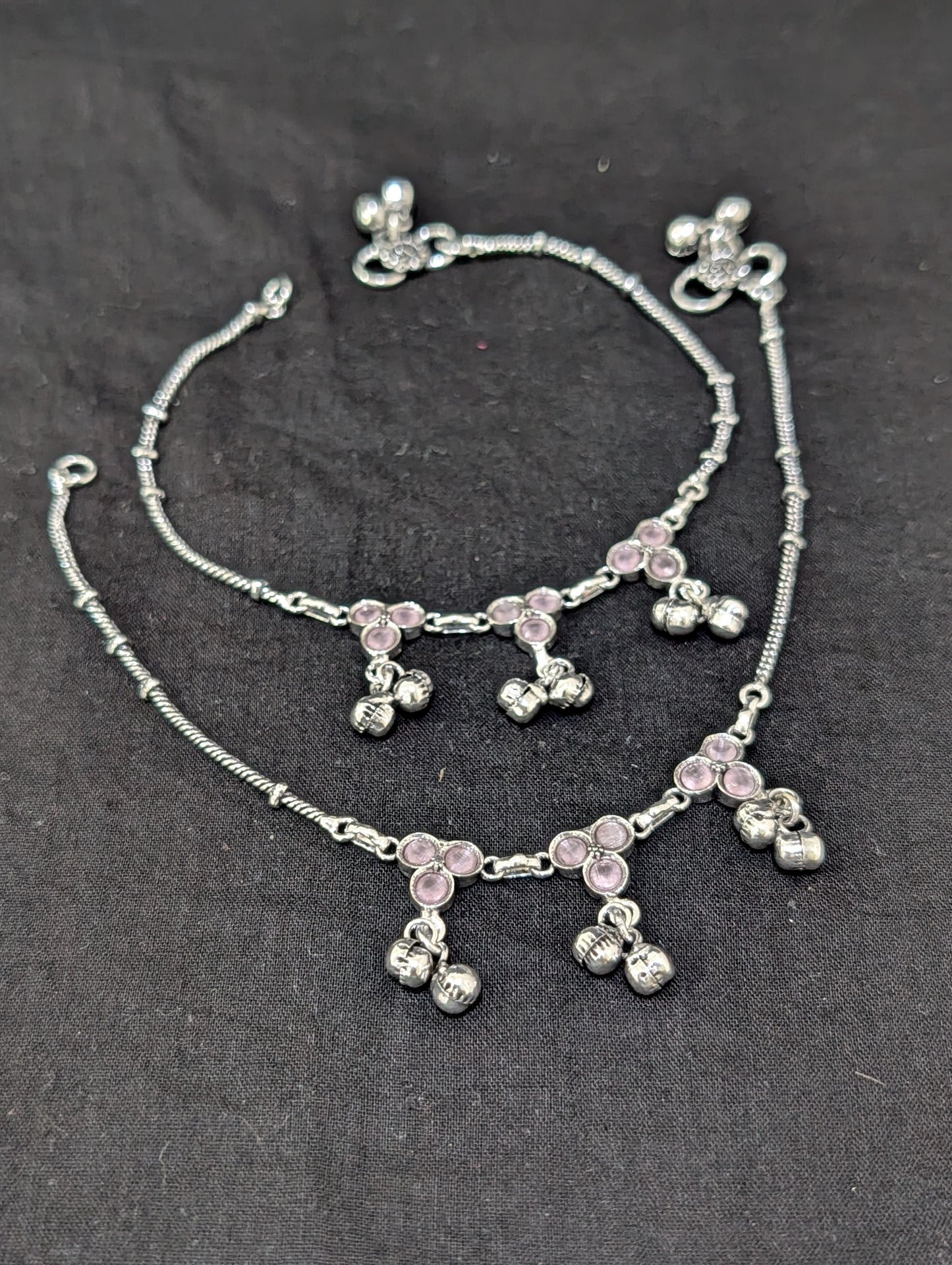 Oxidized Silver plated CZ Anklets - D9 - Simpliful