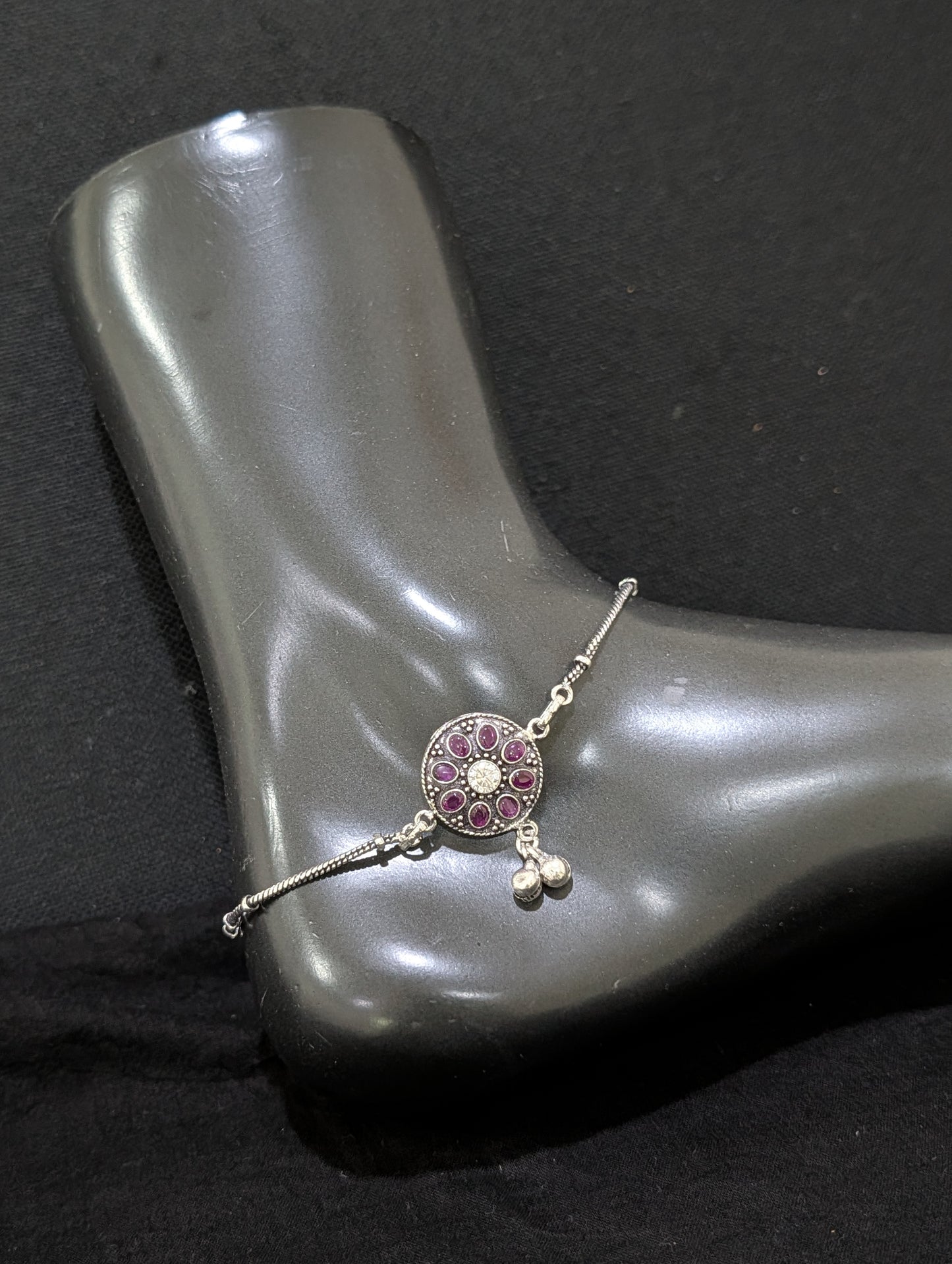 Oxidized Silver plated CZ Anklets - D10 - Simpliful