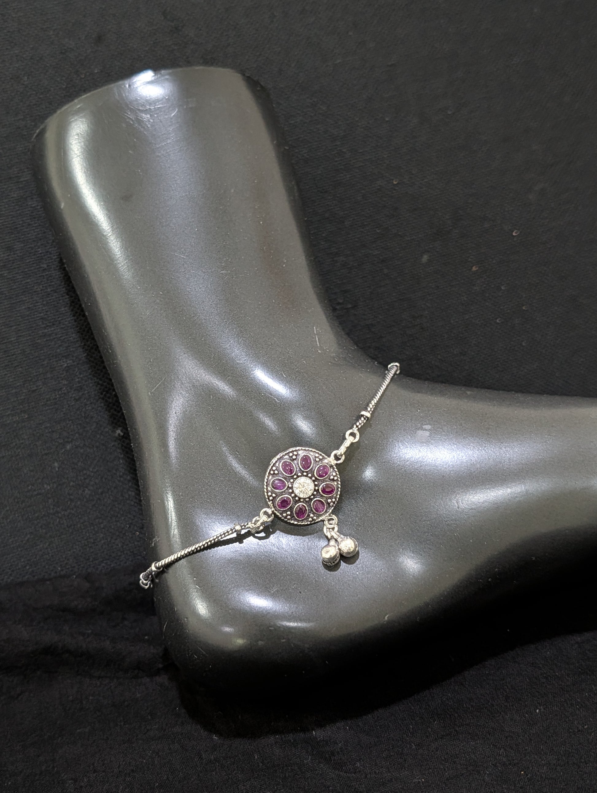Oxidized Silver plated CZ Anklets - D10 - Simpliful