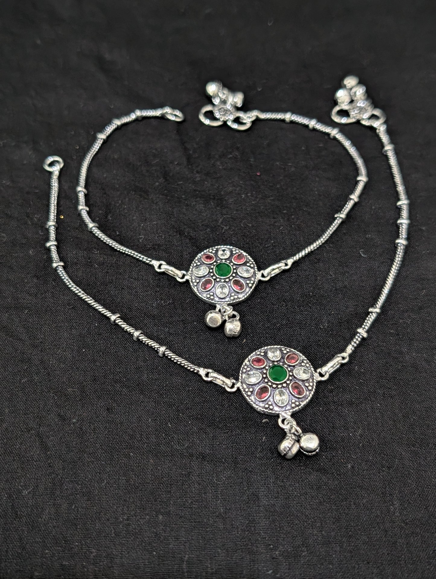 Oxidized Silver plated CZ Anklets - D10 - Simpliful