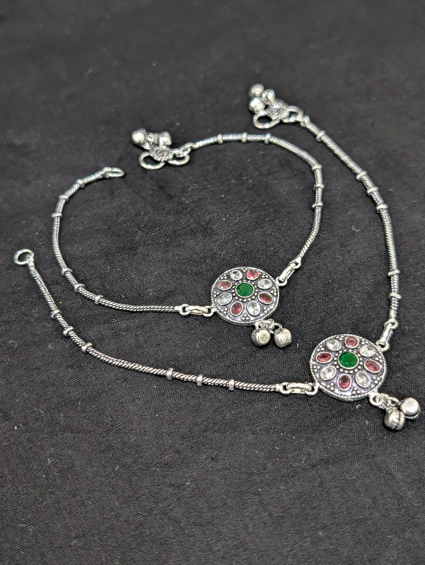 Oxidized Silver plated CZ Anklets - D10 - Simpliful