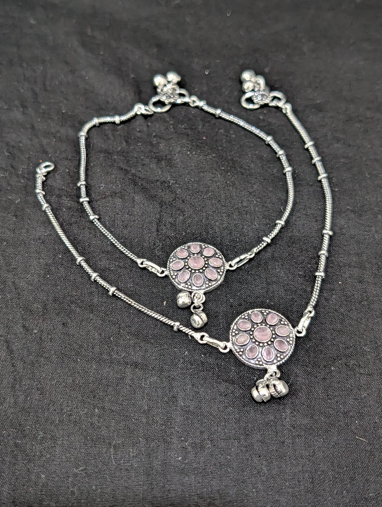Oxidized Silver plated CZ Anklets - D10 - Simpliful