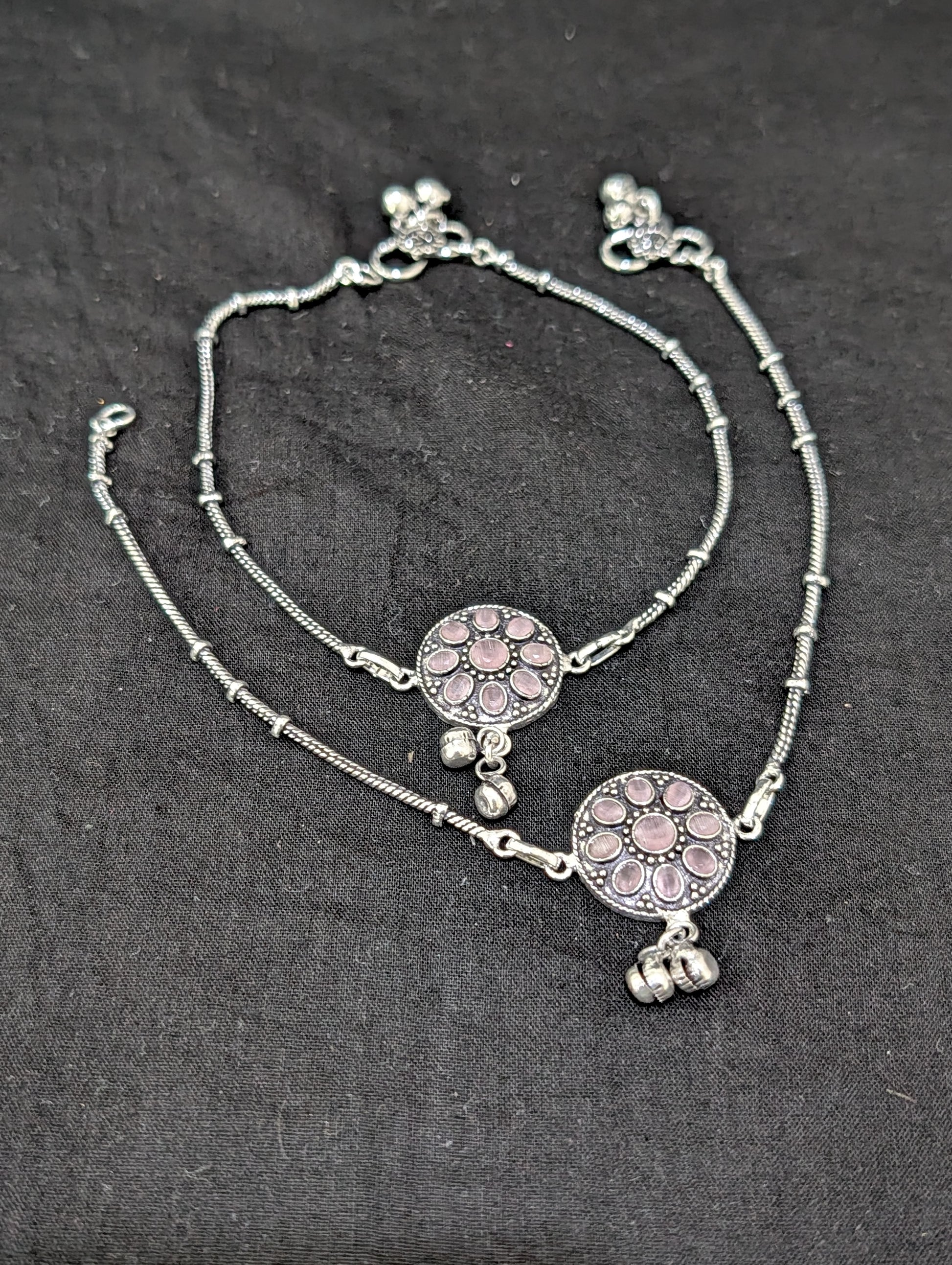 Oxidized Silver plated CZ Anklets - D10 - Simpliful