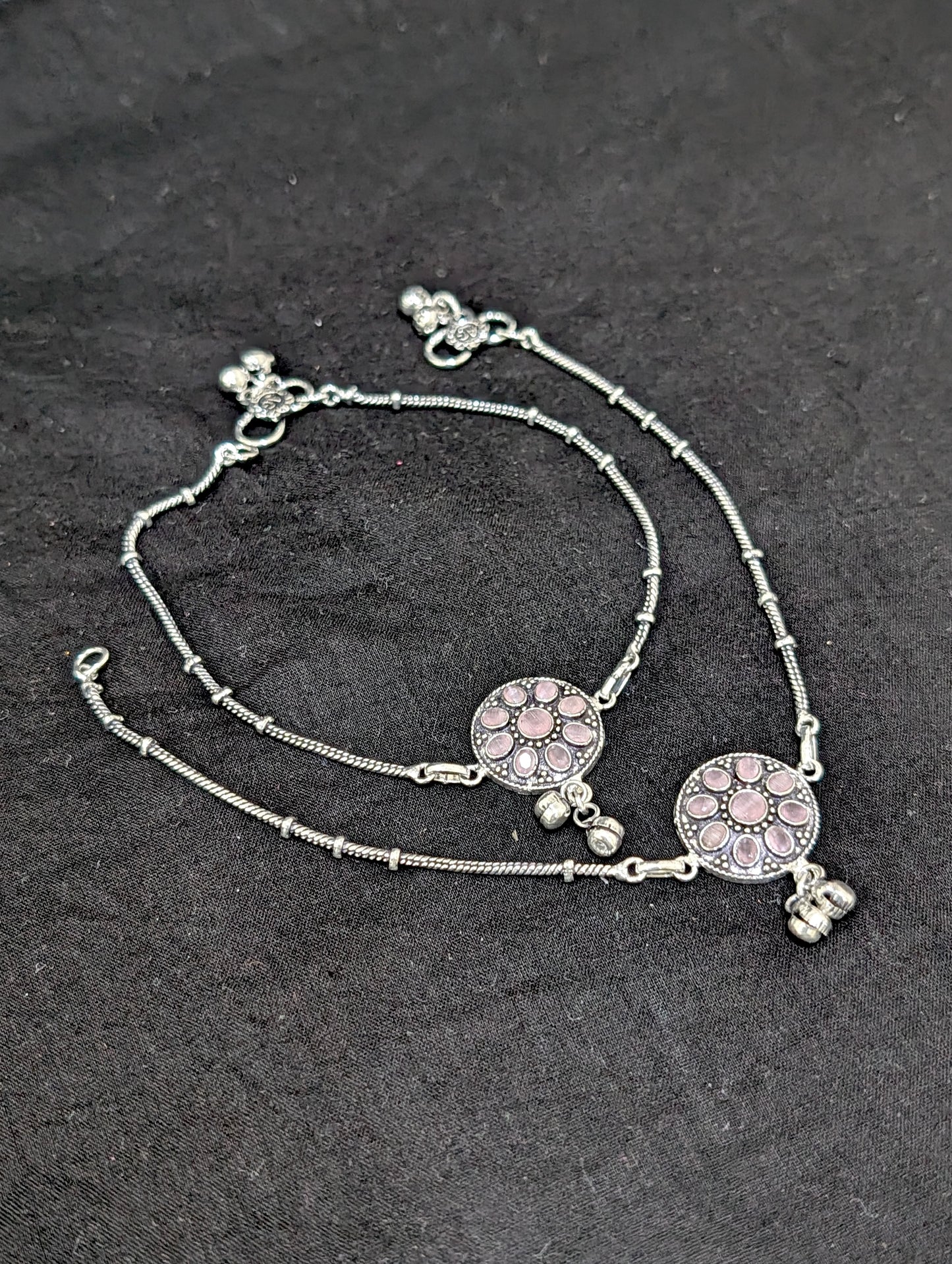 Oxidized Silver plated CZ Anklets - D10 - Simpliful