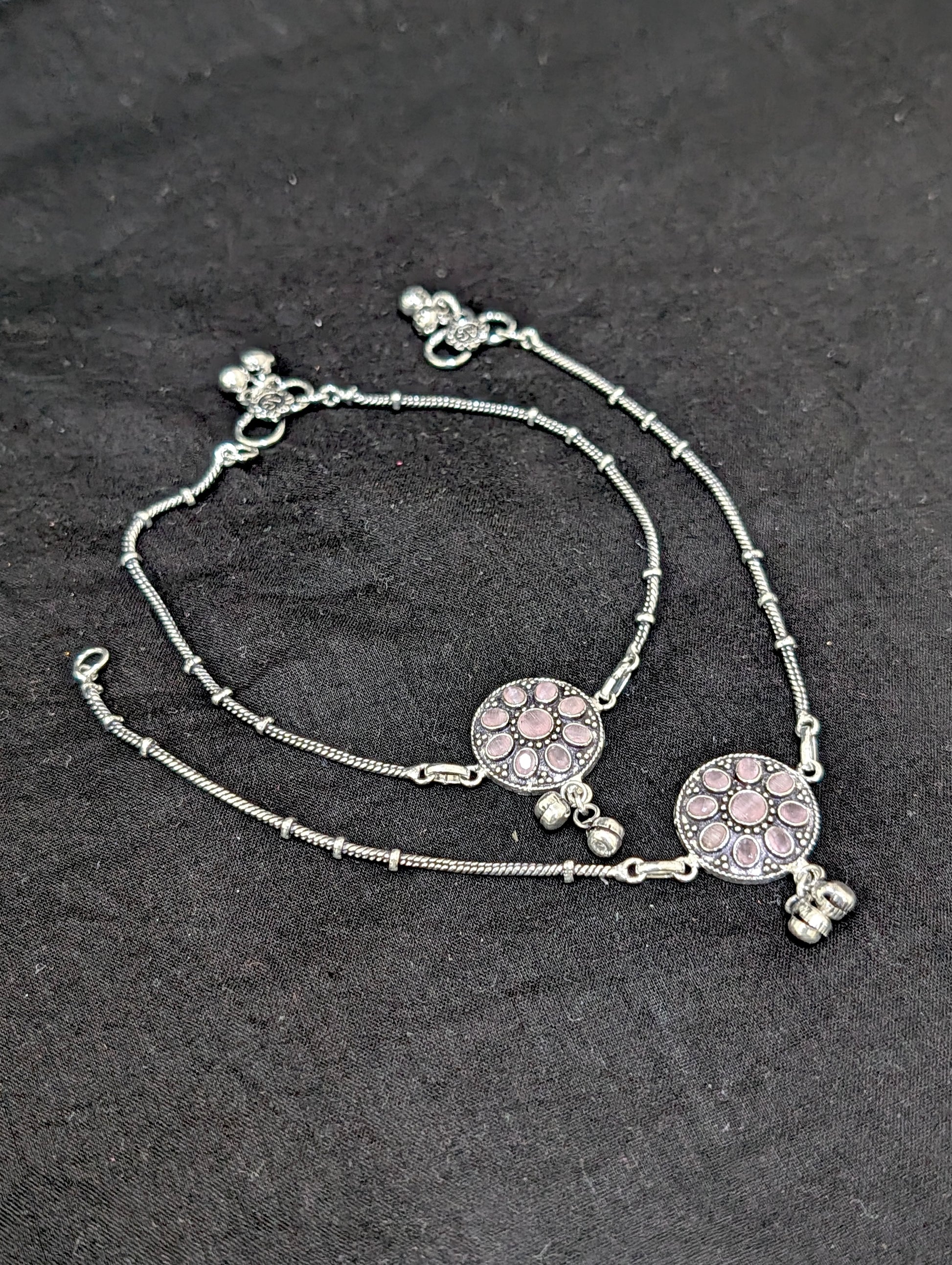 Oxidized Silver plated CZ Anklets - D10 - Simpliful