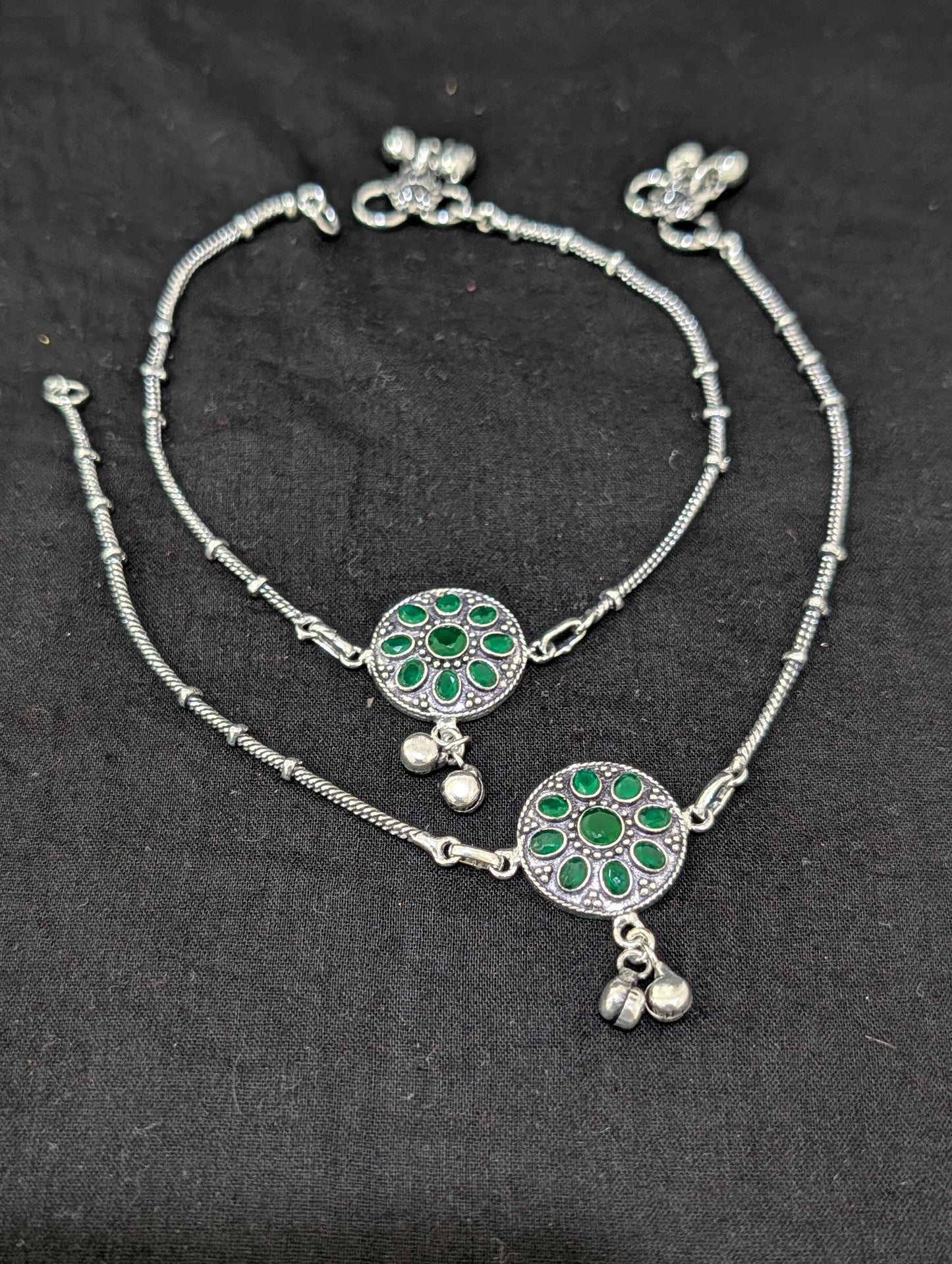 Oxidized Silver plated CZ Anklets - D10 - Simpliful