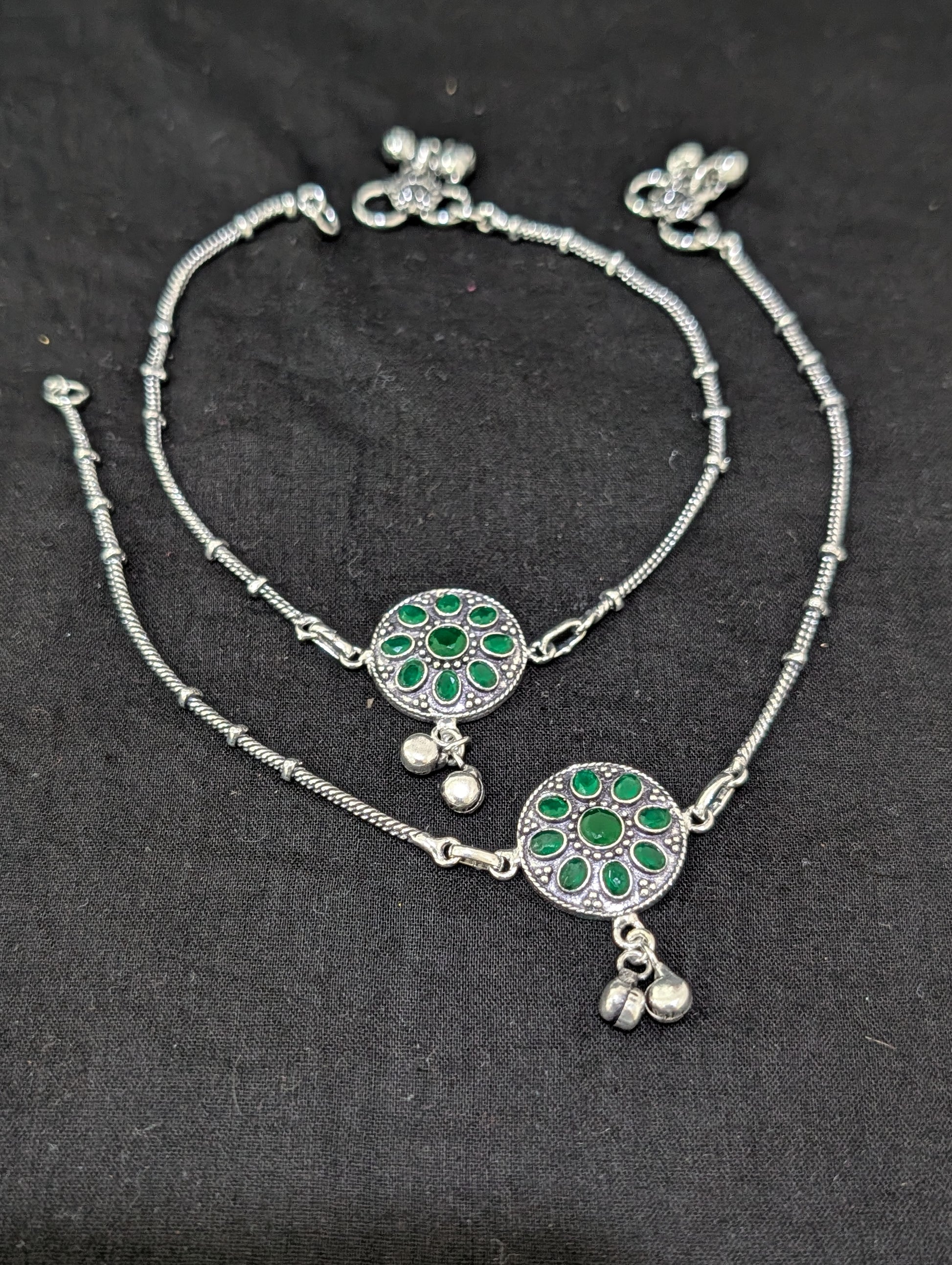 Oxidized Silver plated CZ Anklets - D10 - Simpliful