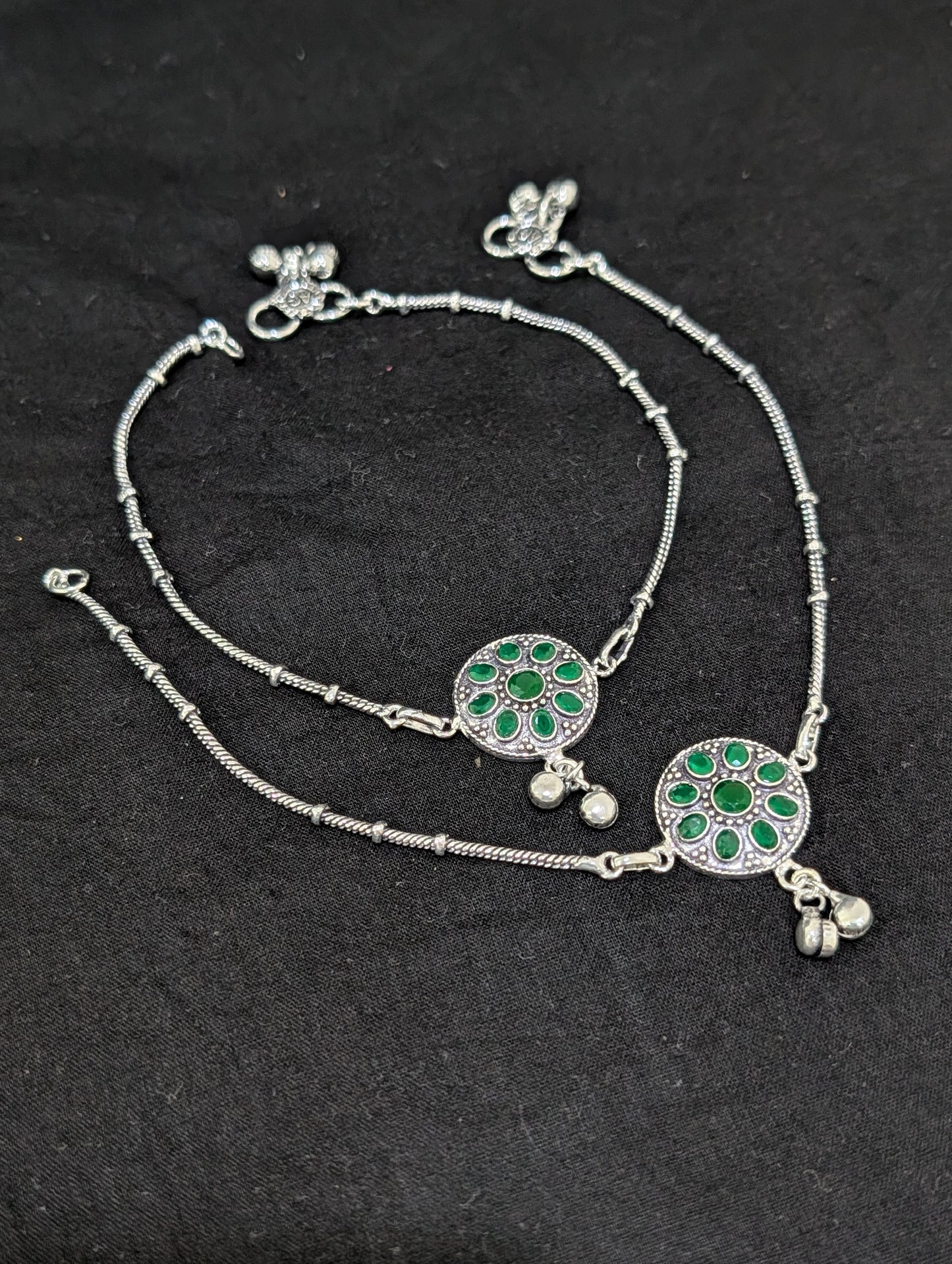 Oxidized Silver plated CZ Anklets - D10 - Simpliful