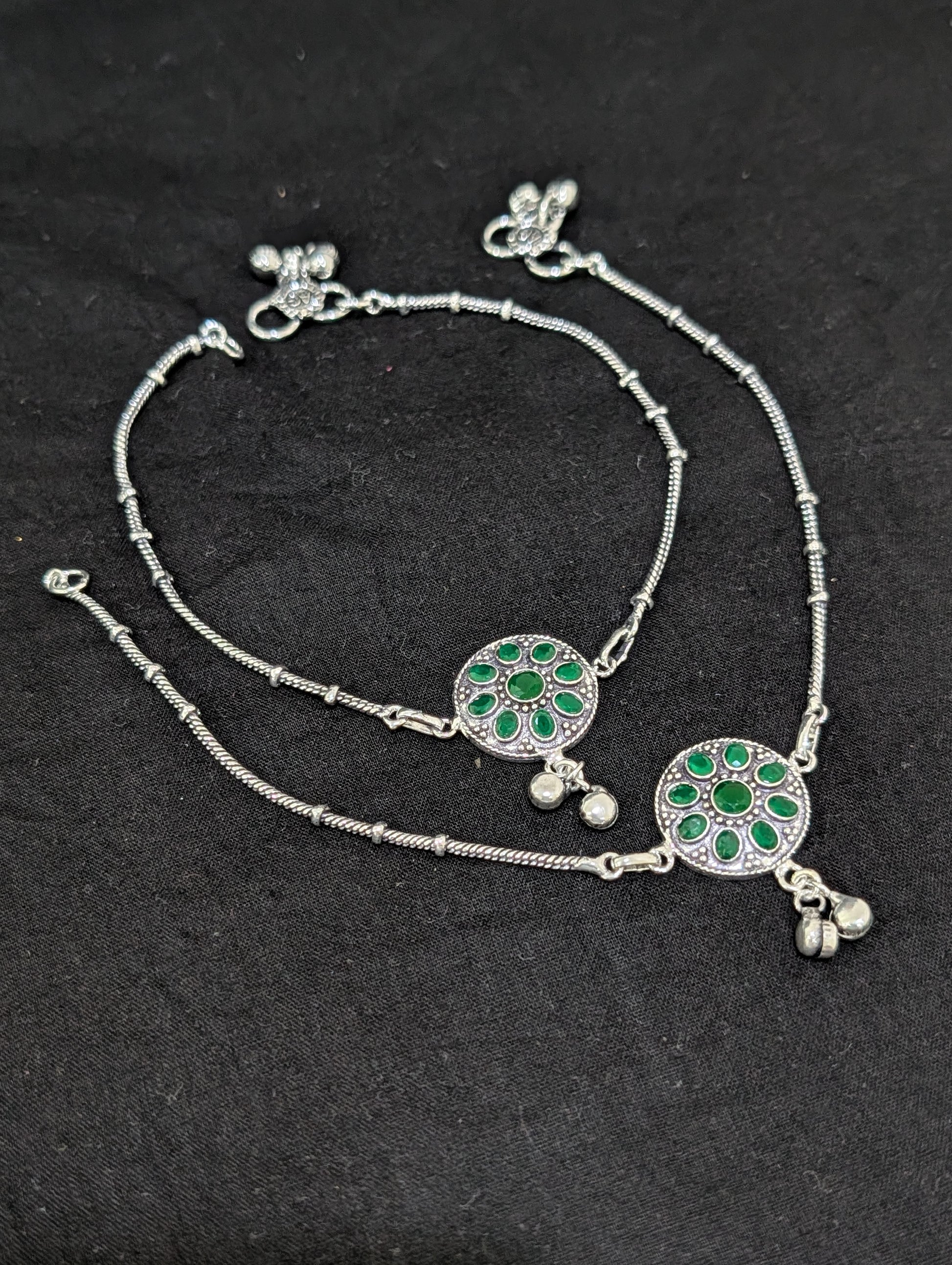 Oxidized Silver plated CZ Anklets - D10 - Simpliful