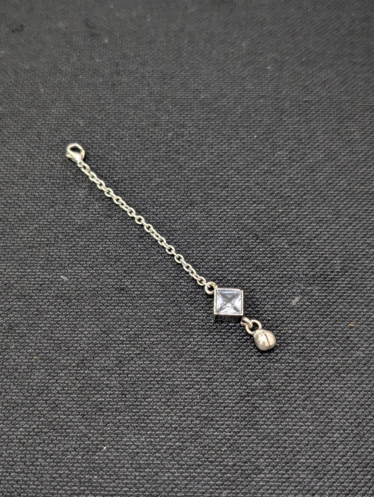 Oxidized Silver small diamond CZ Maang Tikka - Simpliful