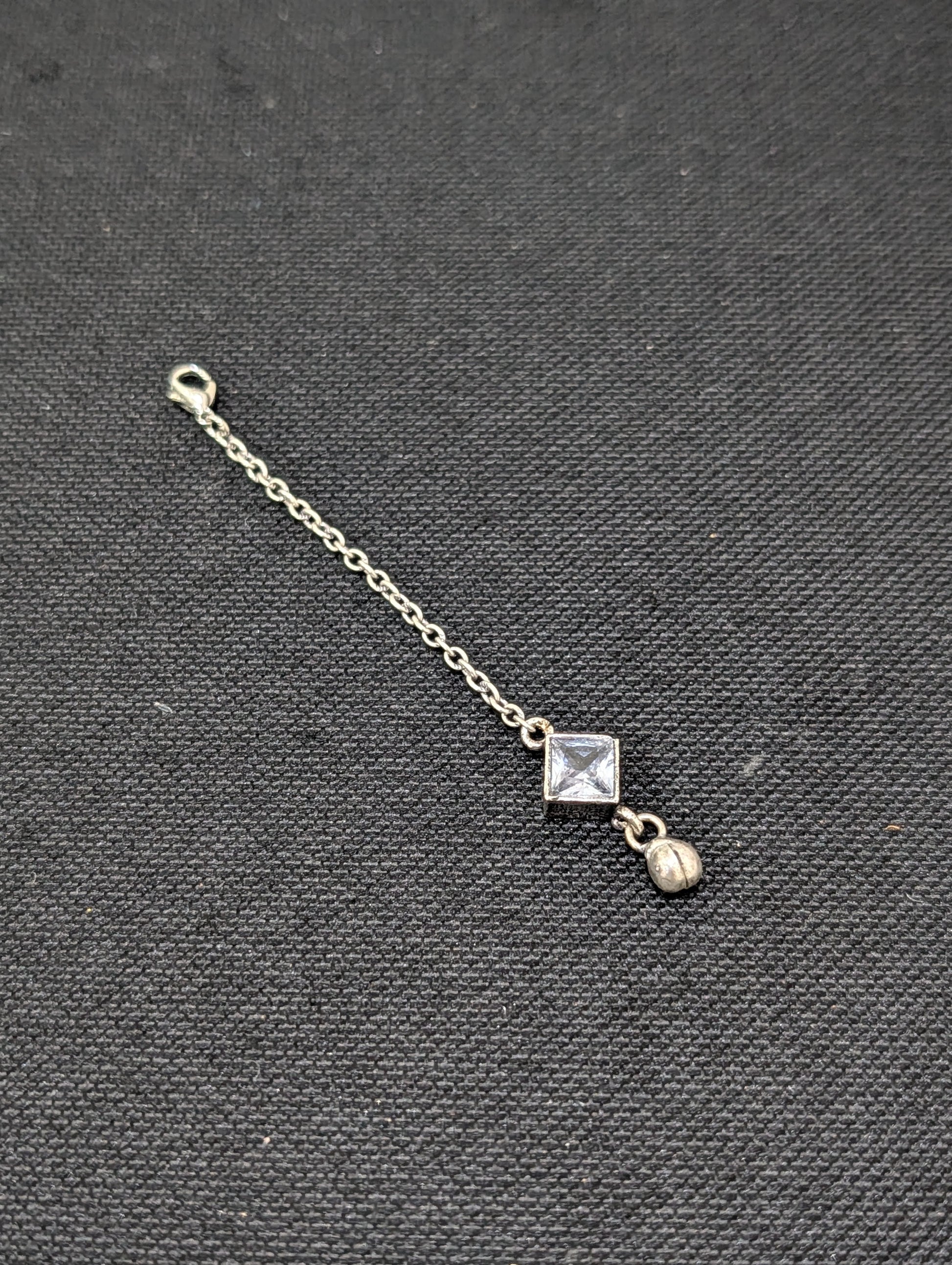 Oxidized Silver small diamond CZ Maang Tikka - Simpliful