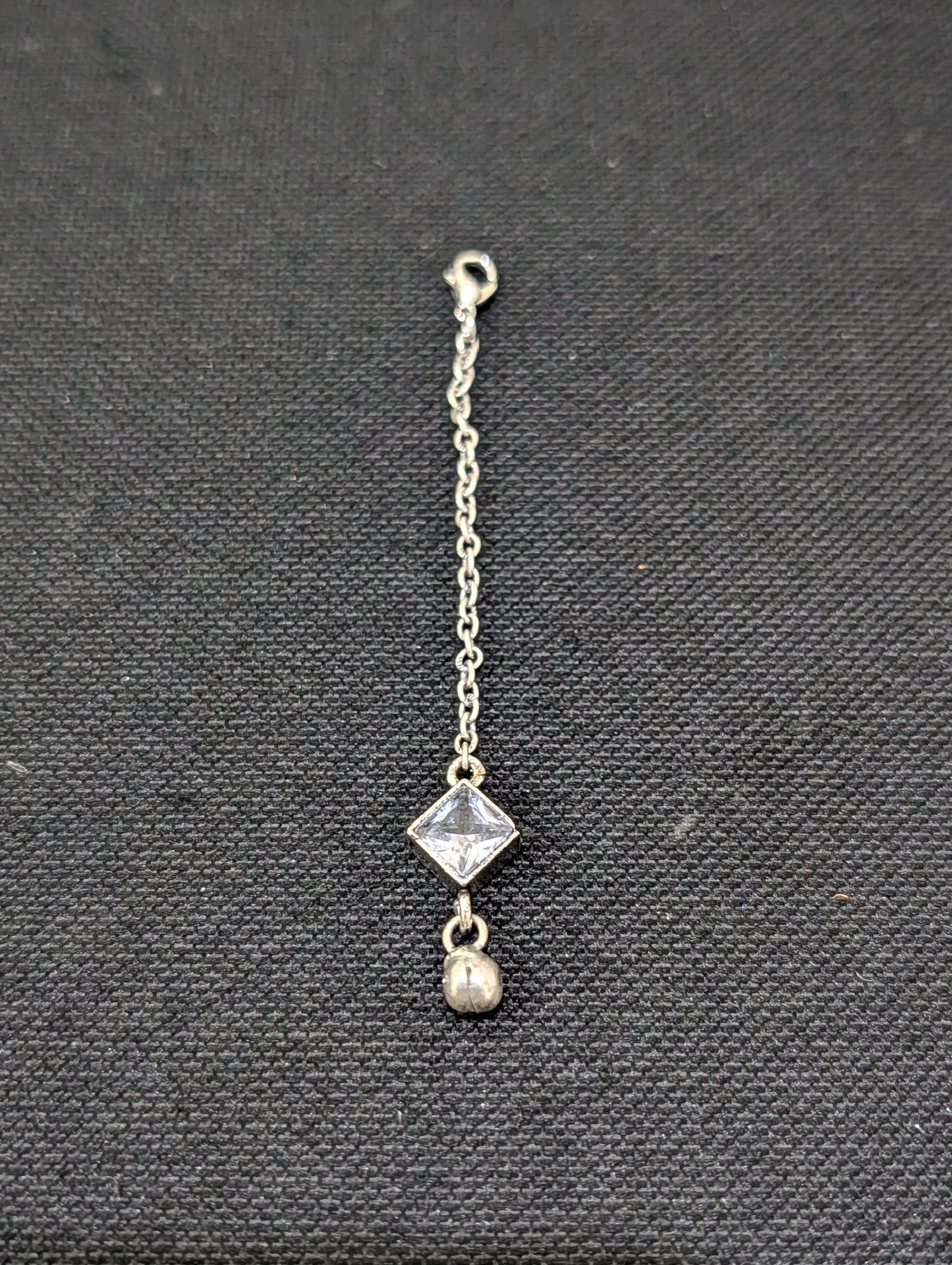 Oxidized Silver small diamond CZ Maang Tikka - Simpliful
