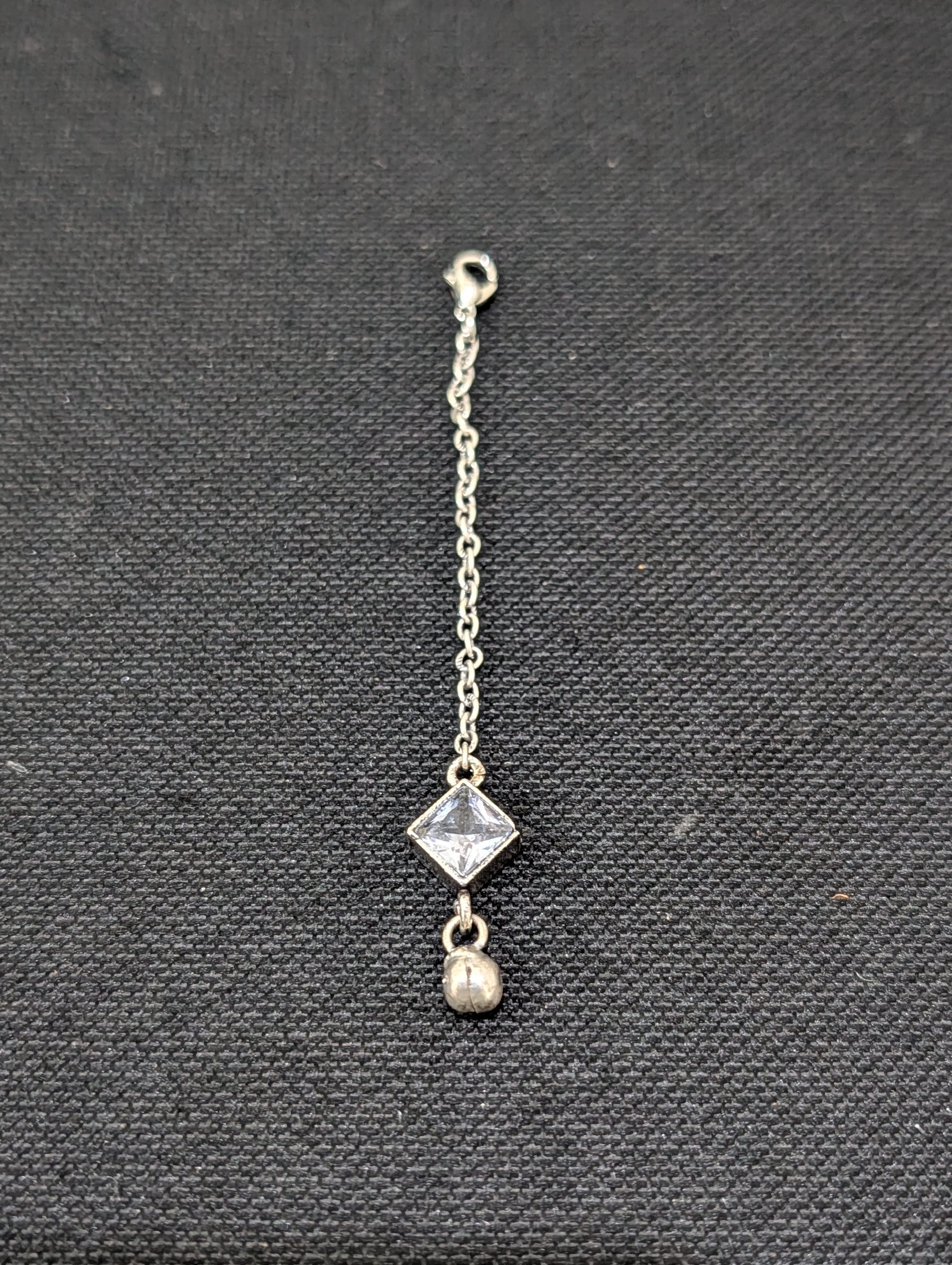 Oxidized Silver small diamond CZ Maang Tikka - Simpliful