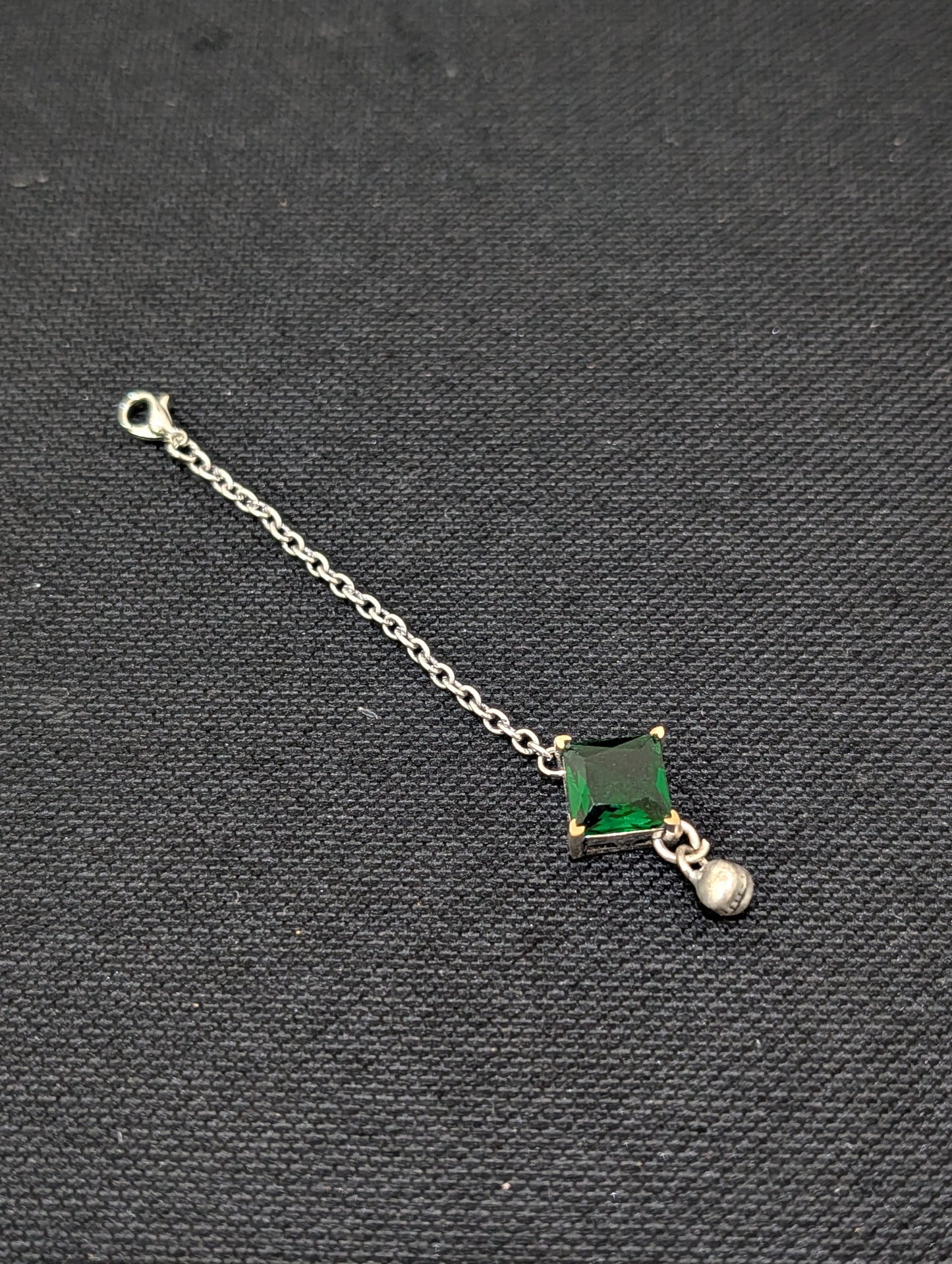 Oxidized Silver medium diamond CZ Maang Tikka - Simpliful