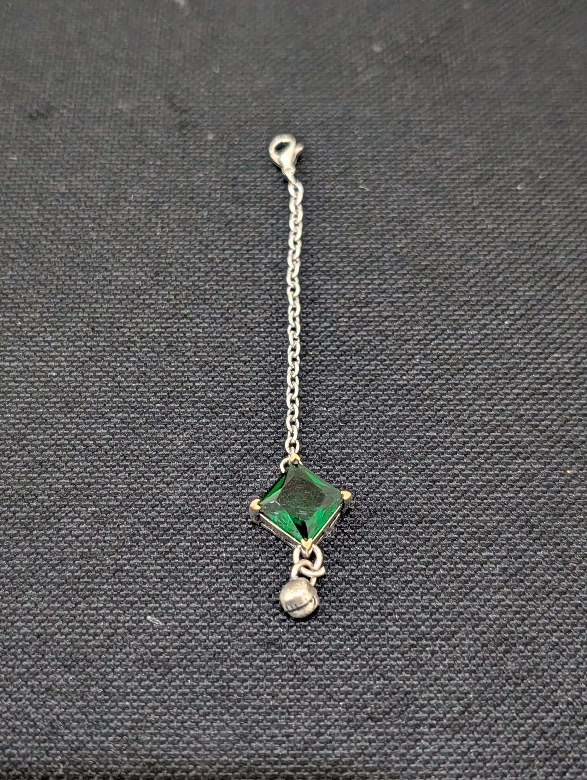 Oxidized Silver medium diamond CZ Maang Tikka - Simpliful