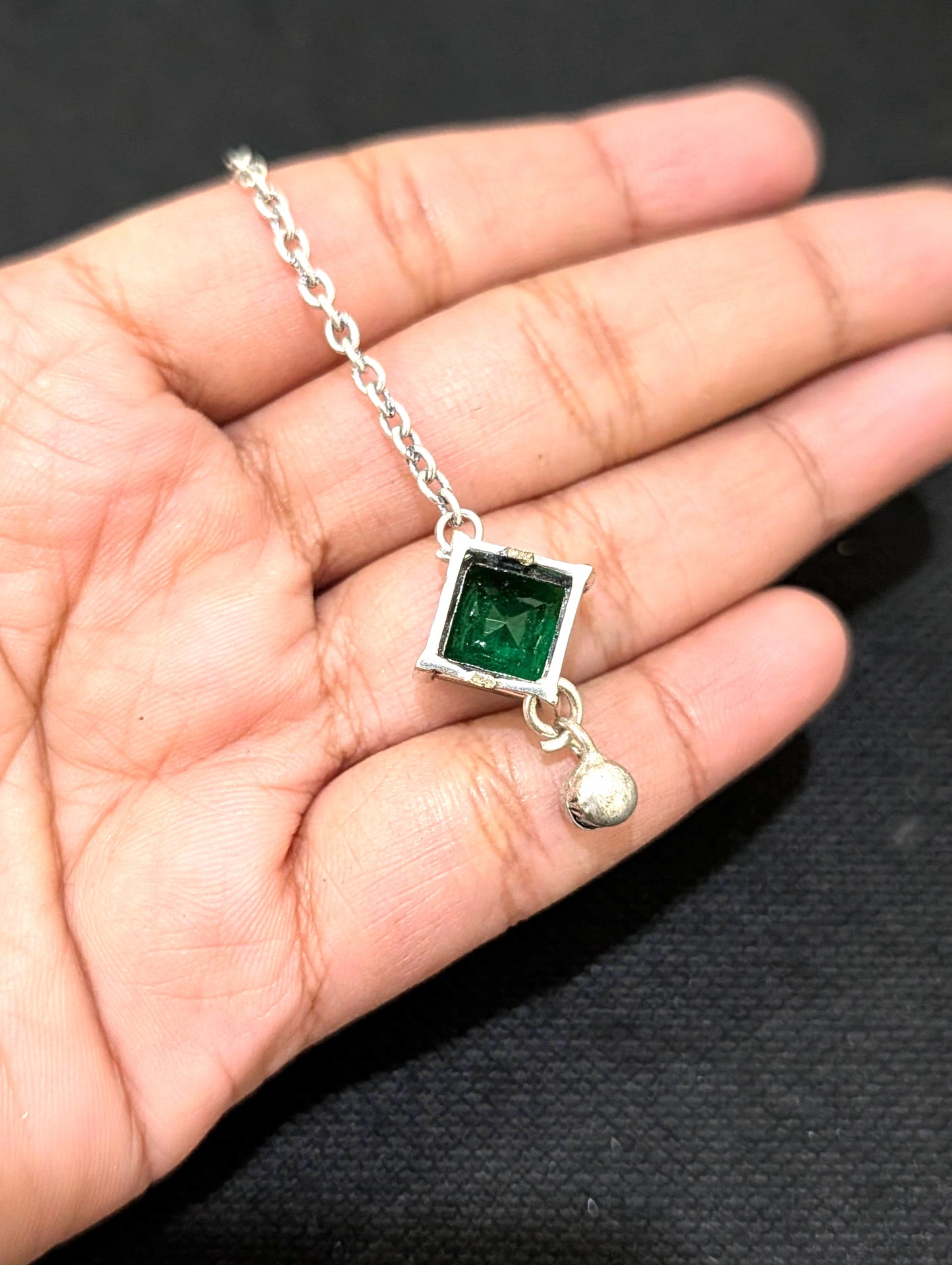 Oxidized Silver medium diamond CZ Maang Tikka - Simpliful