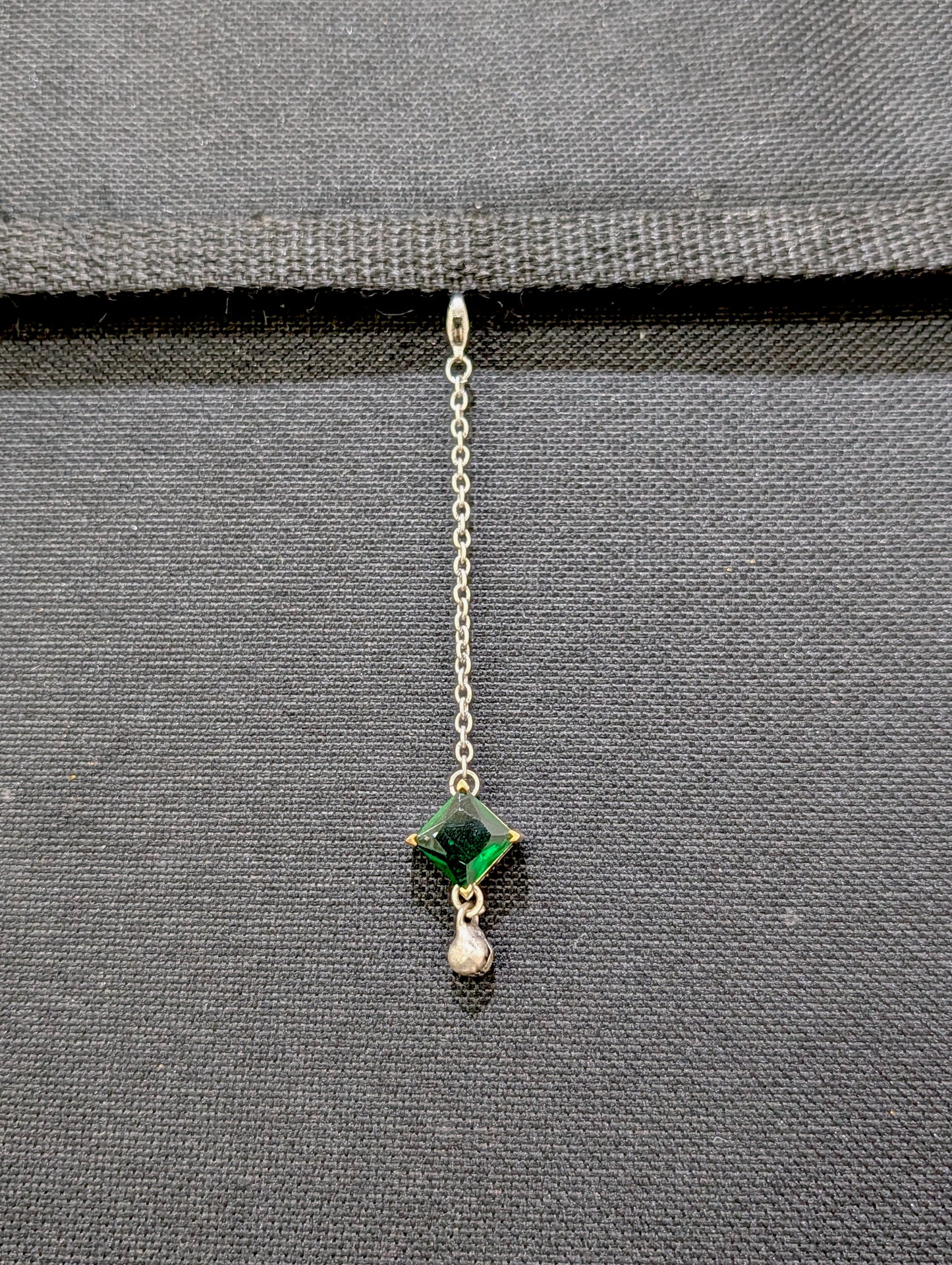 Oxidized Silver medium diamond CZ Maang Tikka - Simpliful