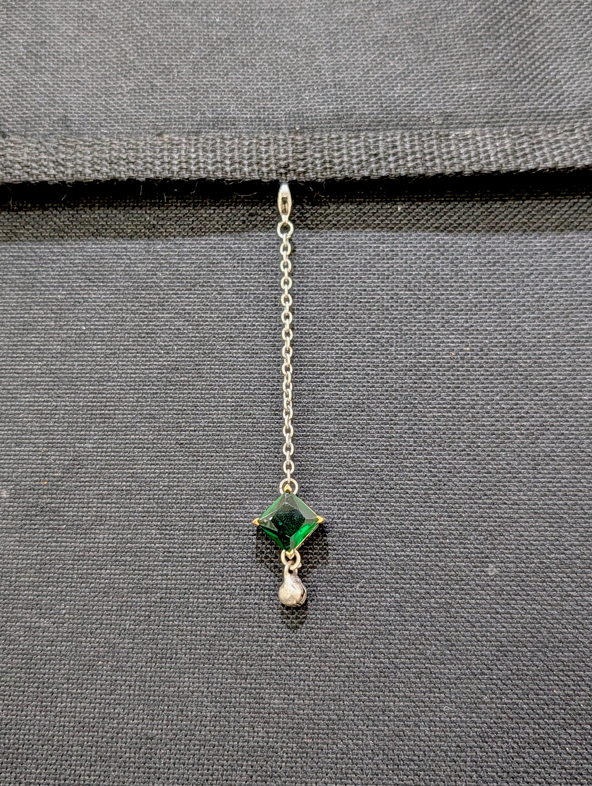 Oxidized Silver medium diamond CZ Maang Tikka - Simpliful