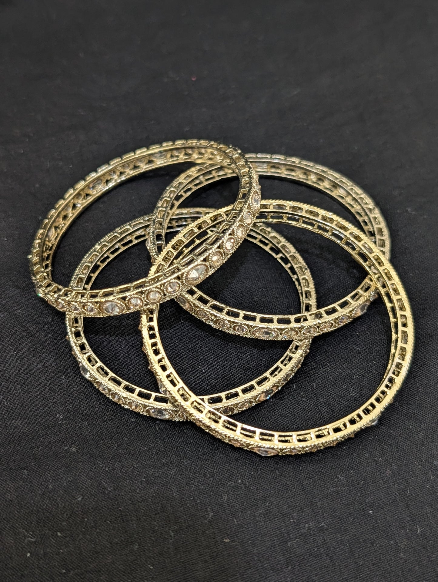 Light Mehandi polish Polki stone Bangles - Set of 4