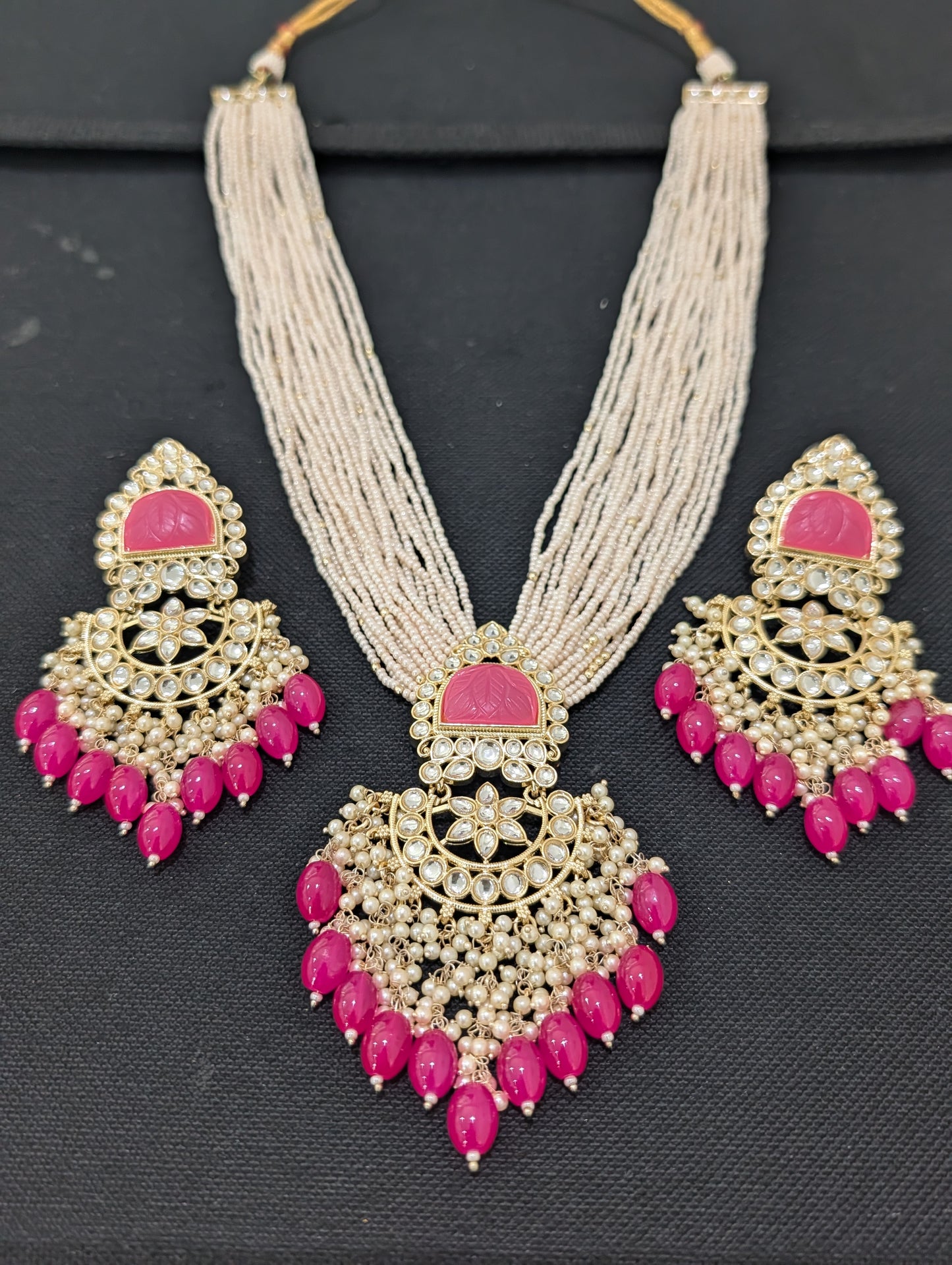 Colorful beaded Seed bead Long Chain and Earrings set