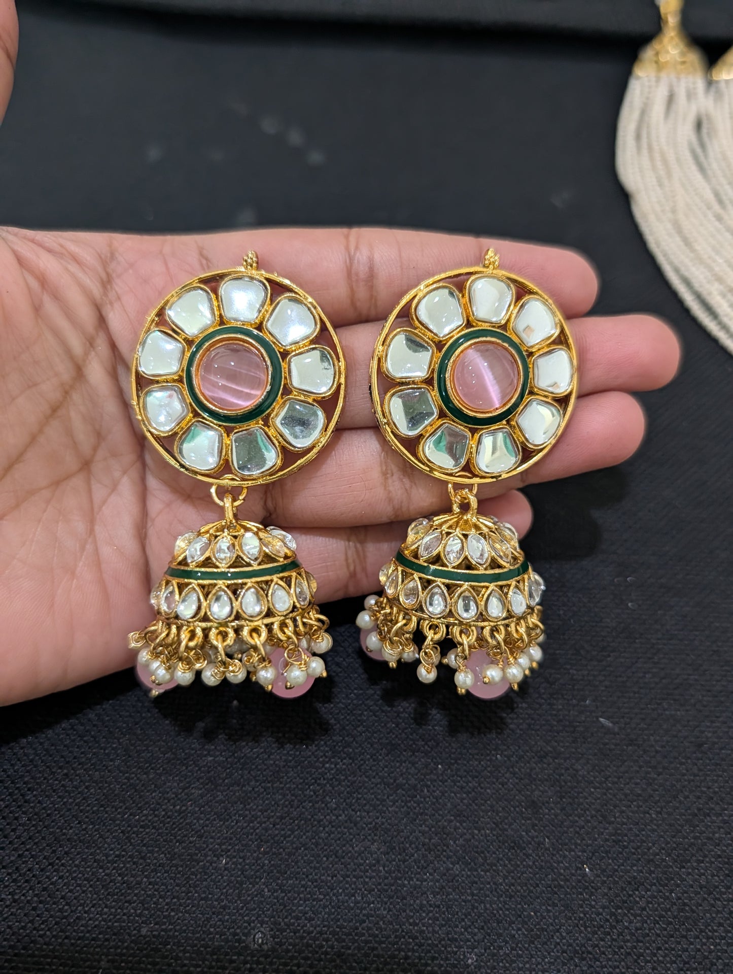 Glass kundan beaded Long Chain combo set