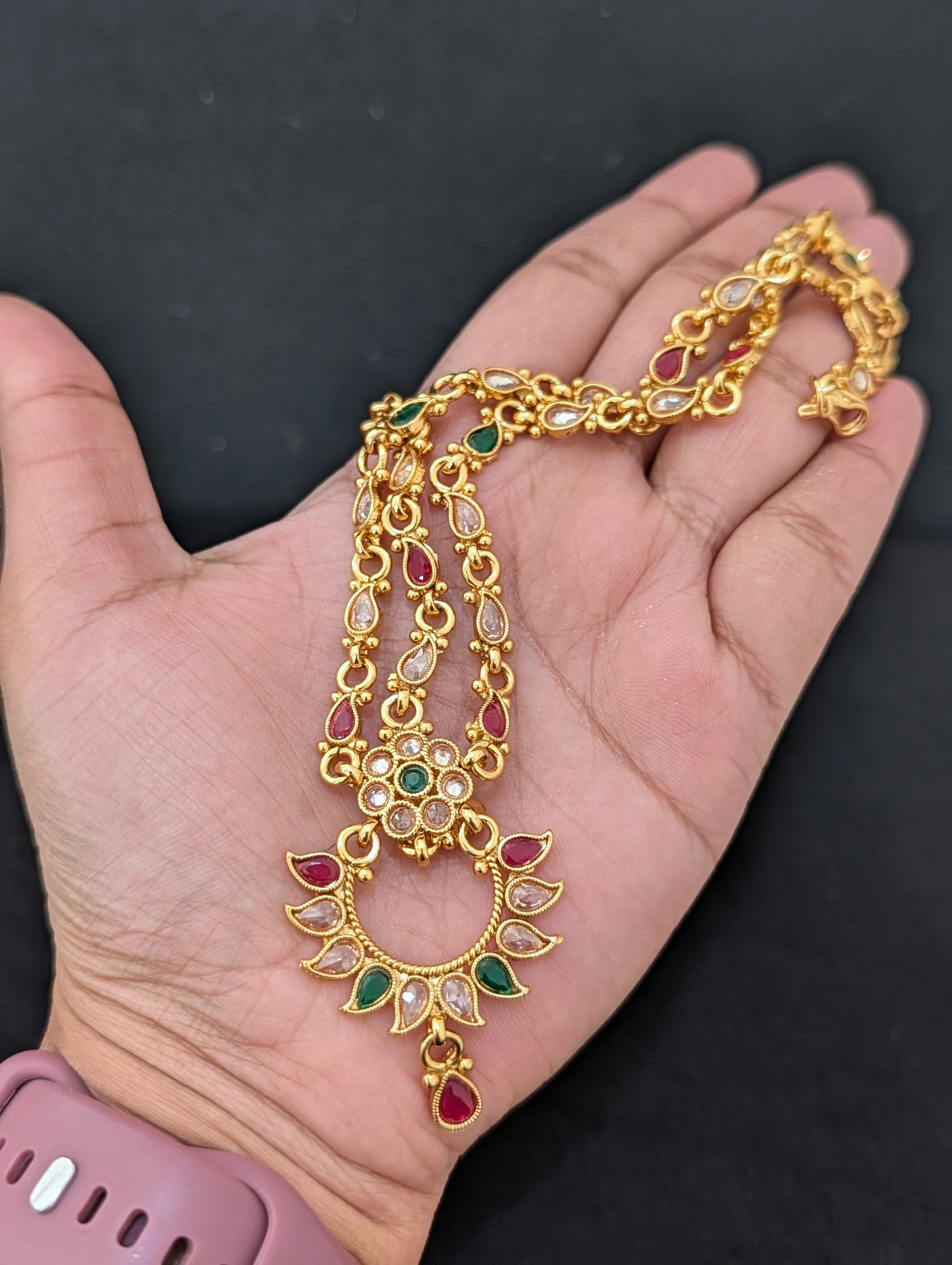 Polki stone Grand Nethi Chutti / Damini / Maang Tikka - D1 - Simpliful