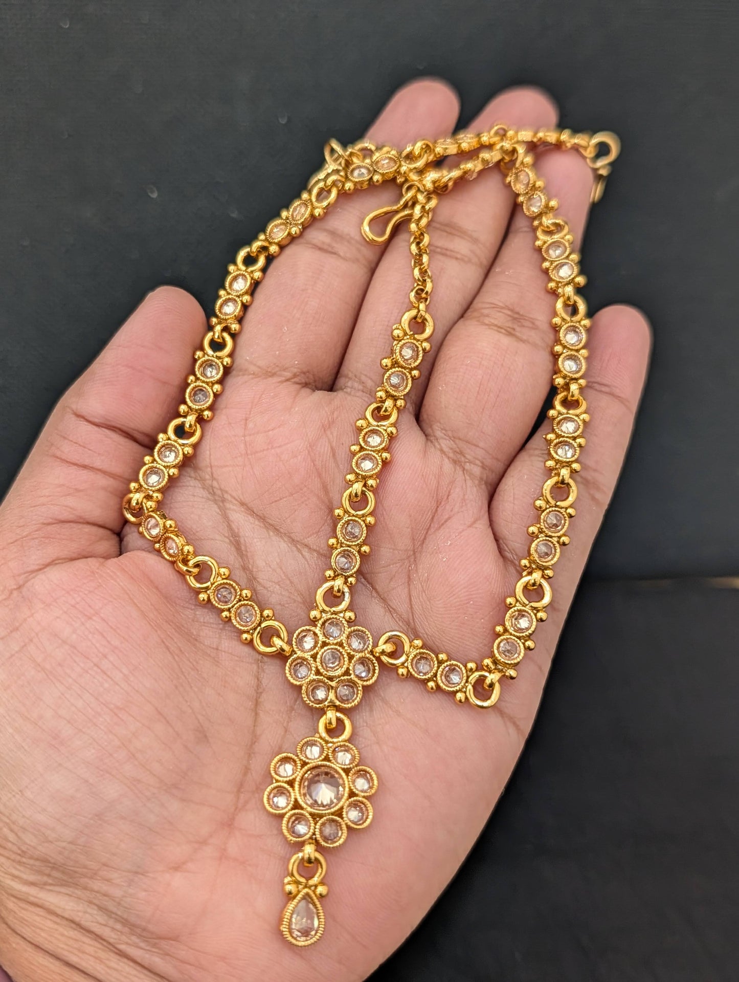 Polki stone Grand Nethi Chutti / Damini / Maang Tikka - D2 - Simpliful