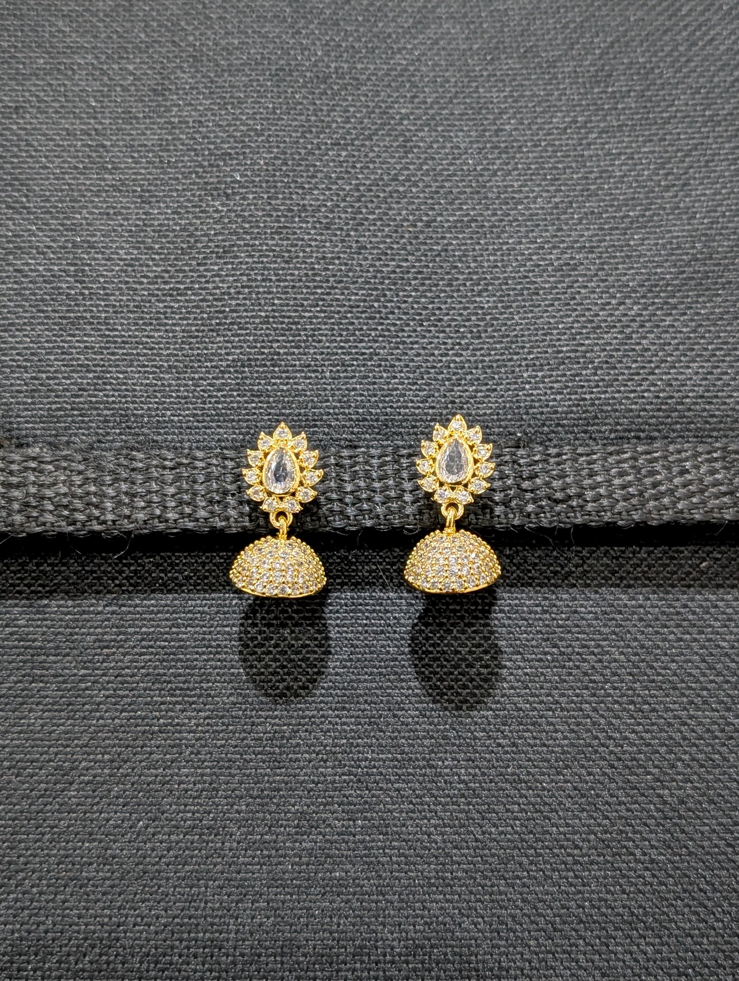 White CZ Small Jhumka Earrings - Simpliful