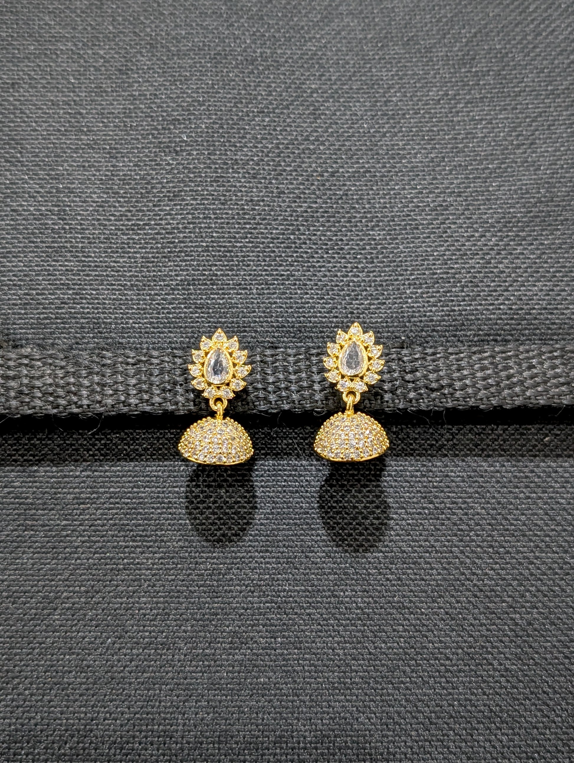 White CZ Small Jhumka Earrings - Simpliful