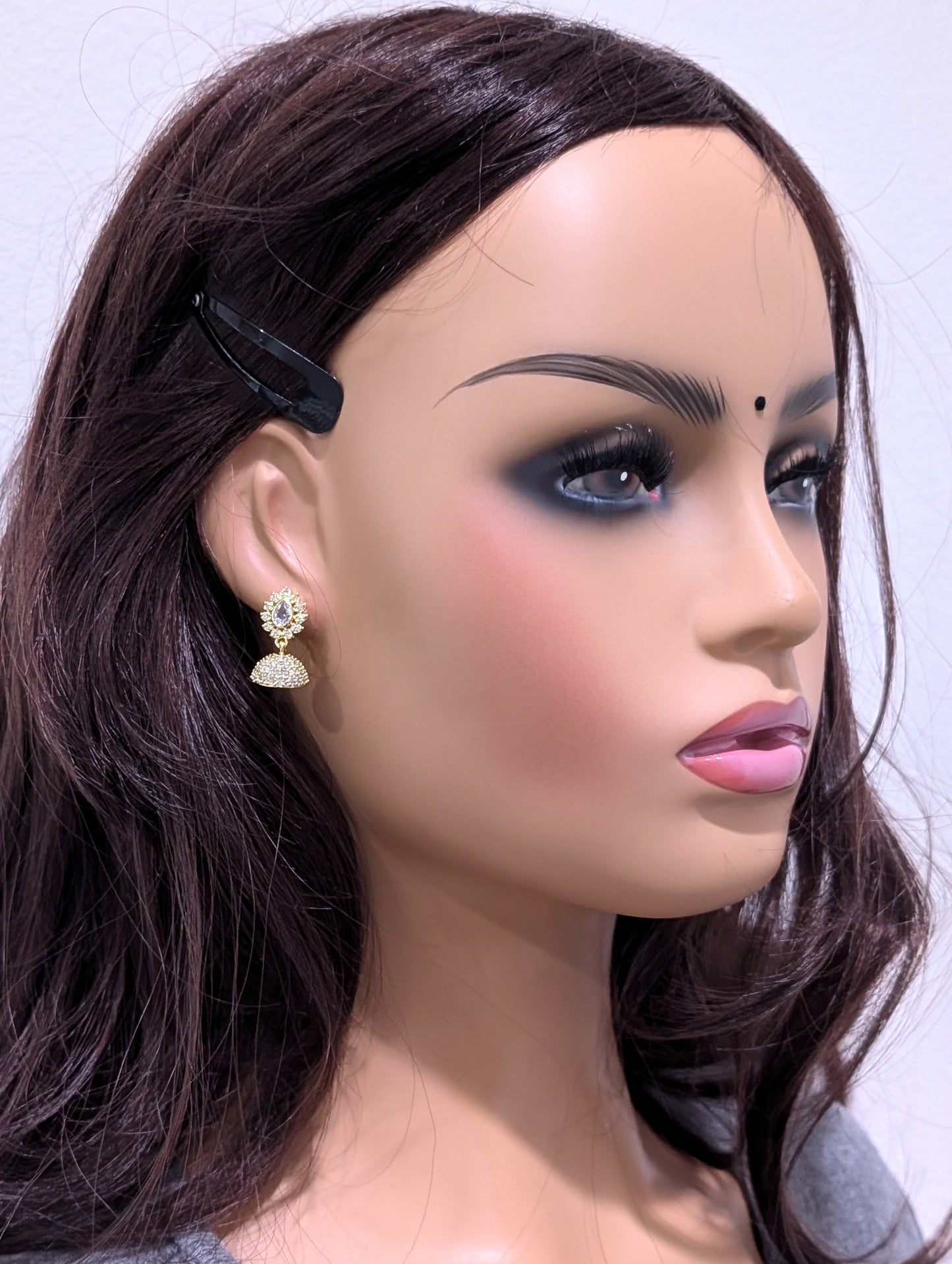 White CZ Small Jhumka Earrings - Simpliful