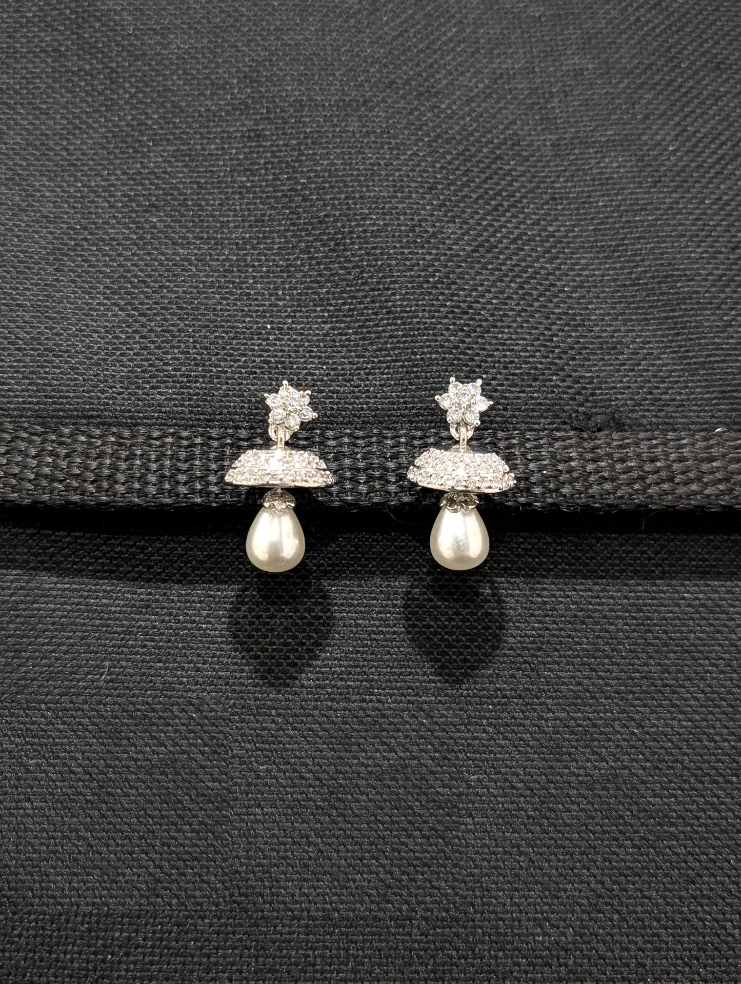 White gold plated star Jhumka Earrings