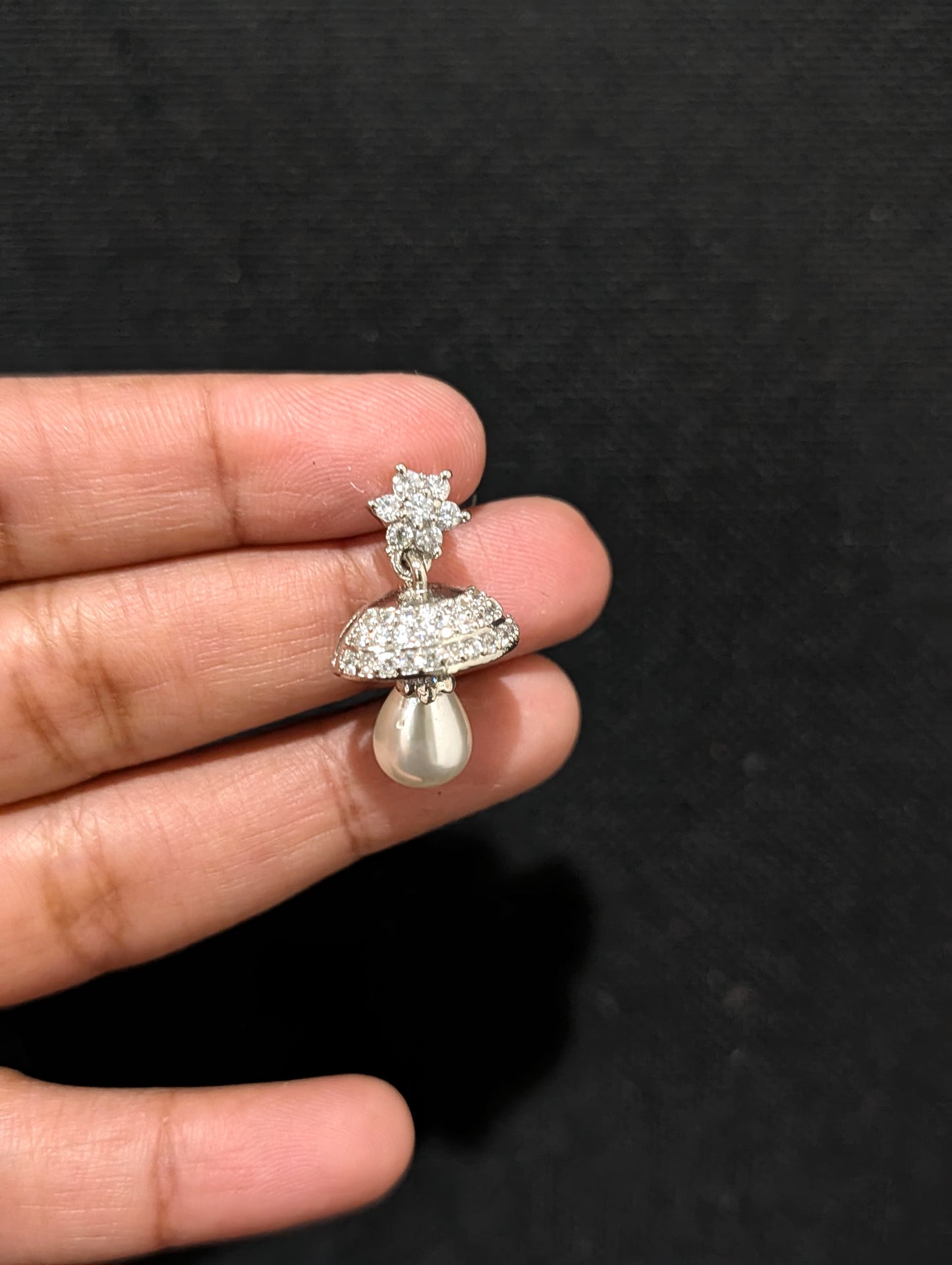 White gold plated star Jhumka Earrings