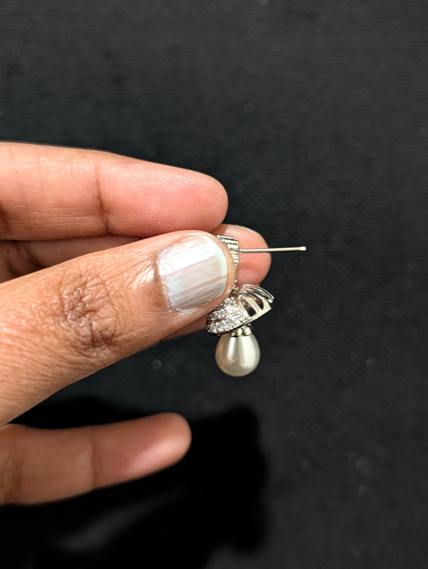 White gold plated star Jhumka Earrings