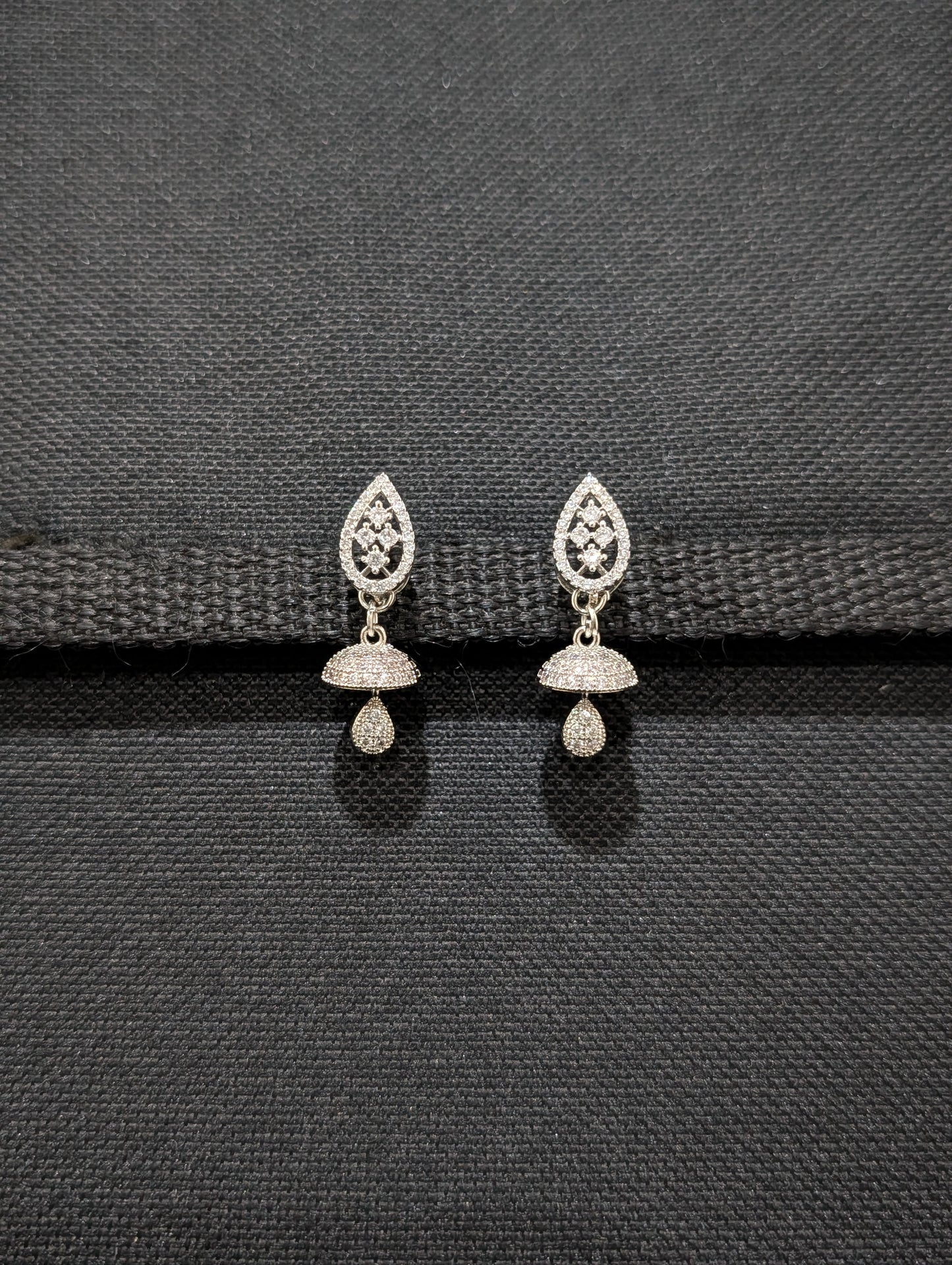 White gold plated Teardrop Jhumka Earrings - Simpliful