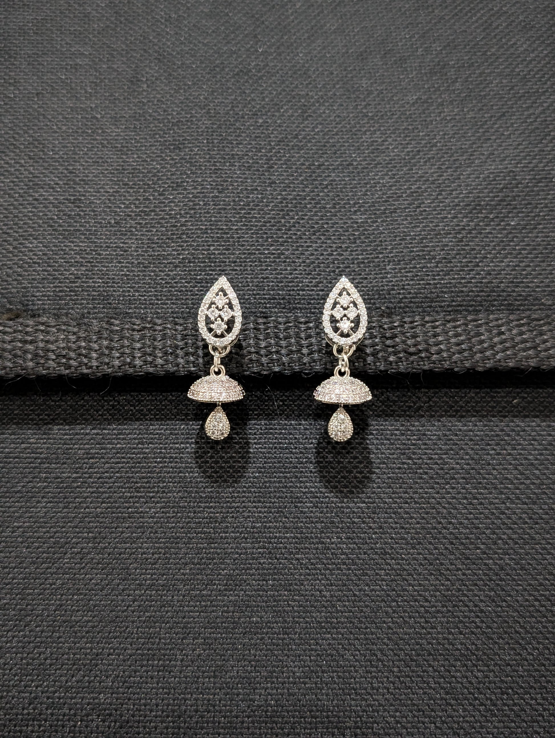 White gold plated Teardrop Jhumka Earrings - Simpliful
