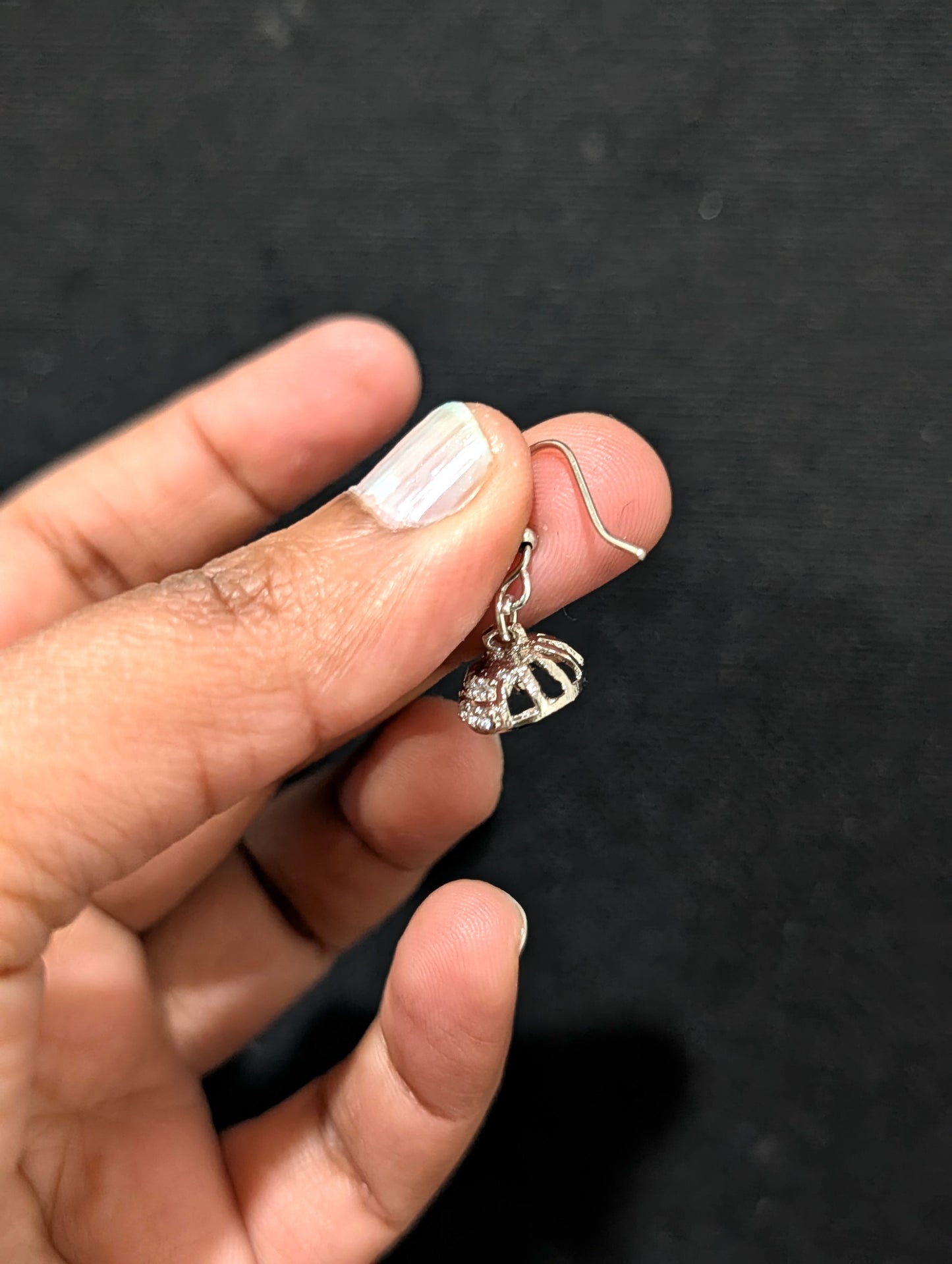 White gold plated White CZ mini hook Jhumka Earrings - Simpliful