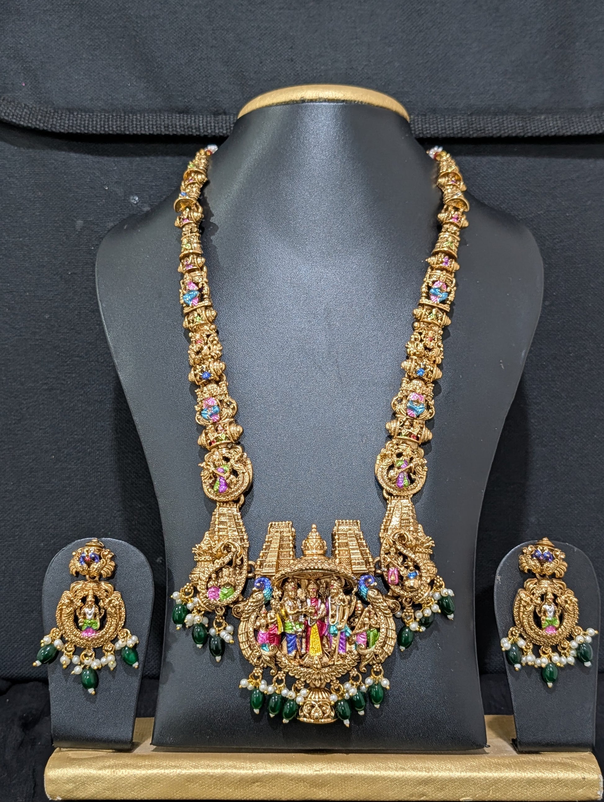 Grand Thirukalyanam design Antique Necklace set - Simpliful