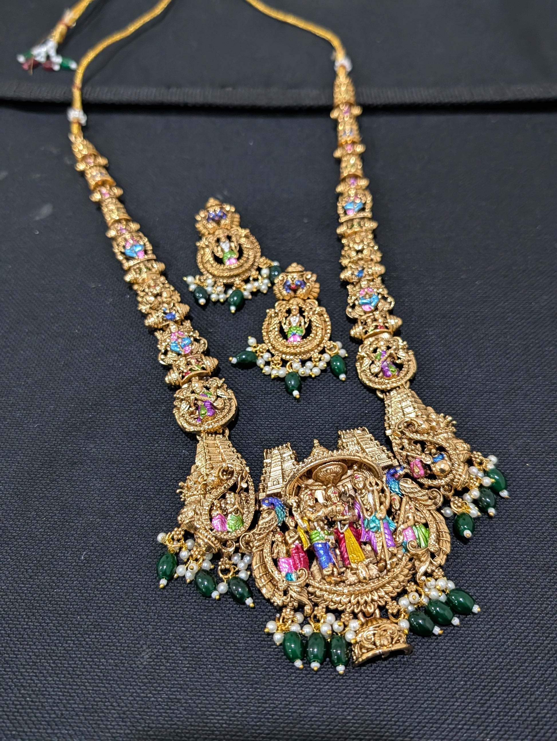 Grand Thirukalyanam design Antique Necklace set - Simpliful
